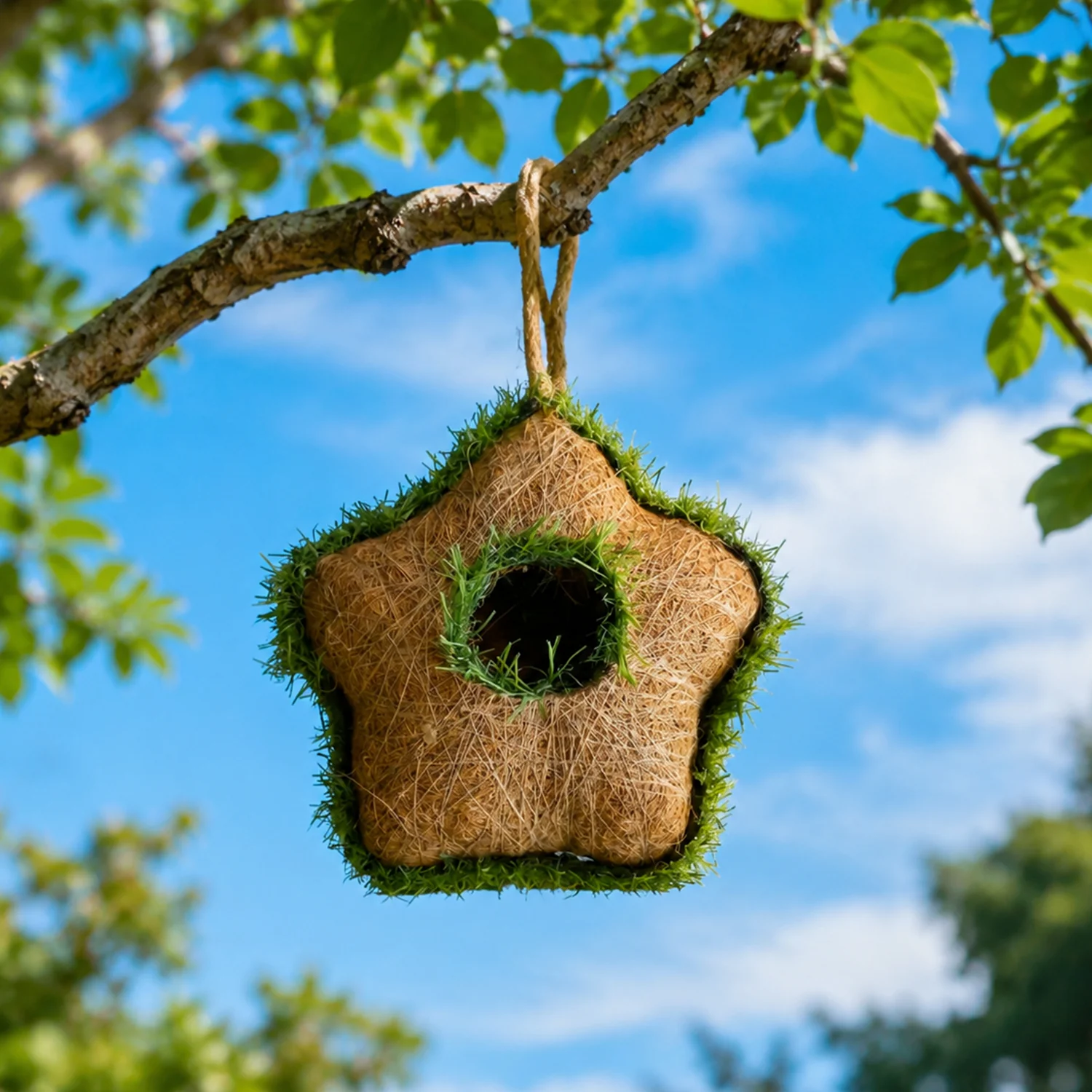 Handmade Coir Star-Shaped Bird House for Outdoor & Garden - Image 3