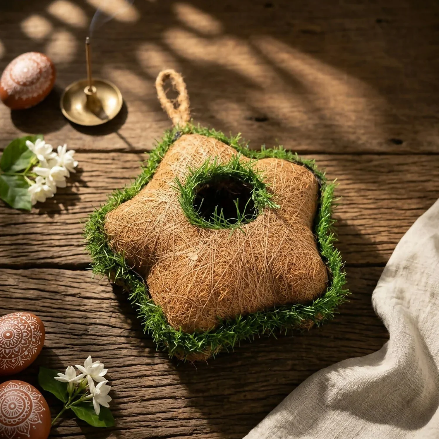 Handmade Coir Star-Shaped Bird House for Outdoor & Garden - Image 4