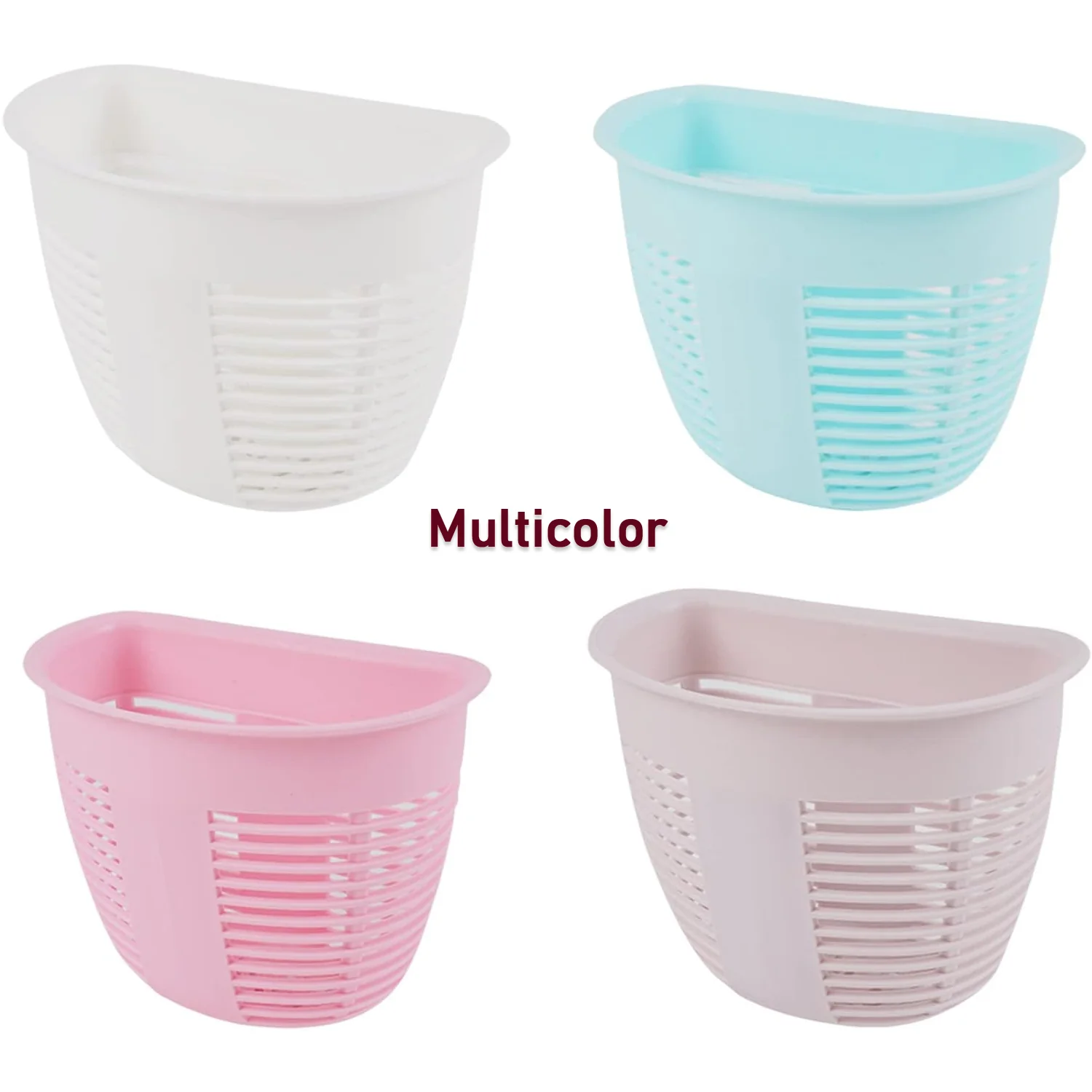 Hanging Plastic Storage Basket, Adhesive Wall Mounted Organizer Box Make Up Holder Shelf Bathroom Wall Basket Punch Free Drain Basket for Kitchen Bathroom, Wall Type Storage Basket (1 Pc) - Image 8