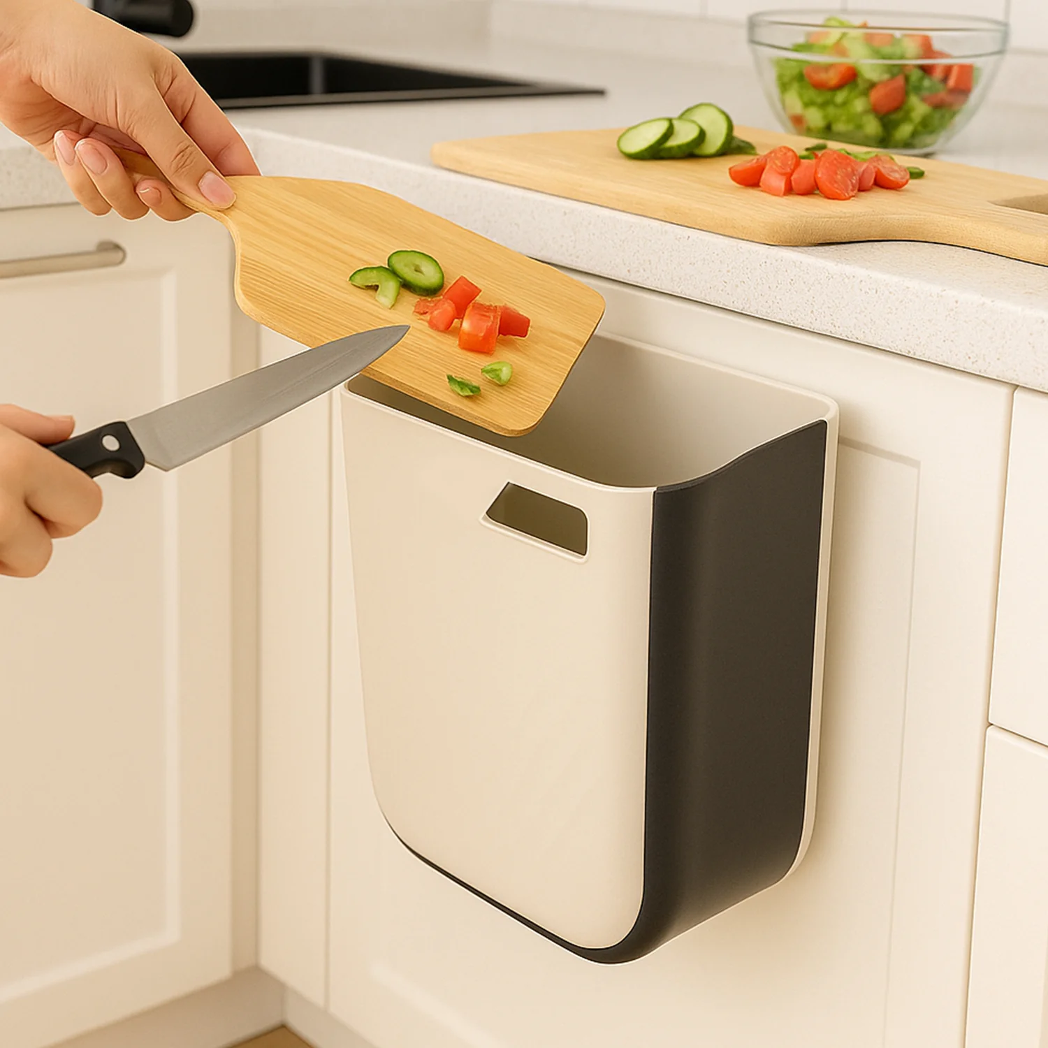 Portable Collapsible Hanging Trash Can for Kitchen & Car - Image 6