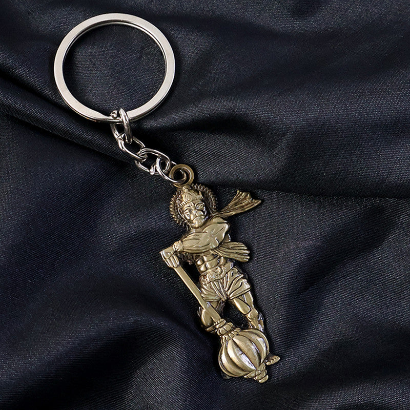 Hanuman Ji With Gada Religious Keychain – Antique Finish Devotional Key Ring - Image 2