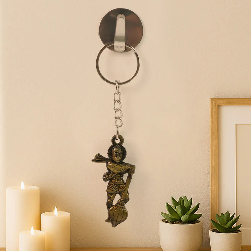 Hanuman Ji With Gada Religious Keychain – Antique Finish Devotional Key Ring - Image 4