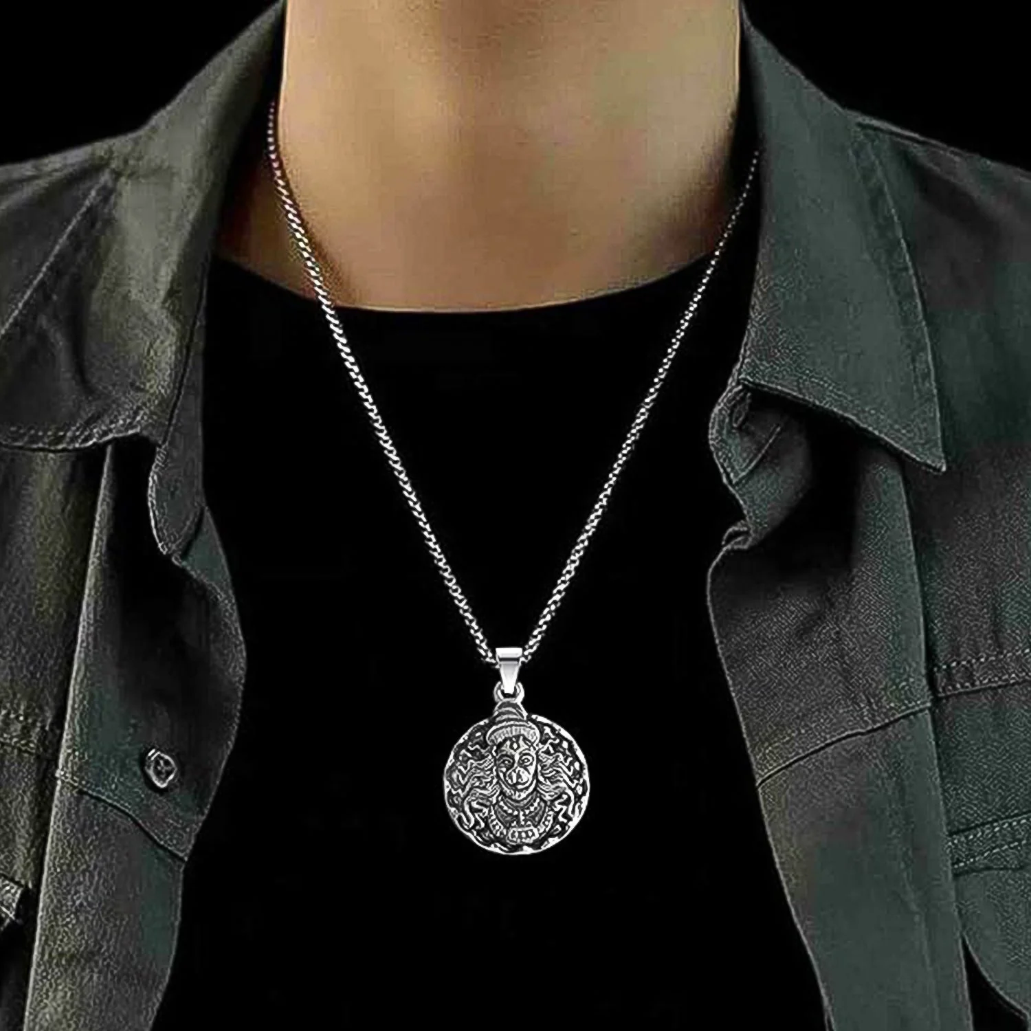 Hanuman Locket With Chain, Pendant Necklace Chain (1 Pc) - Image 7