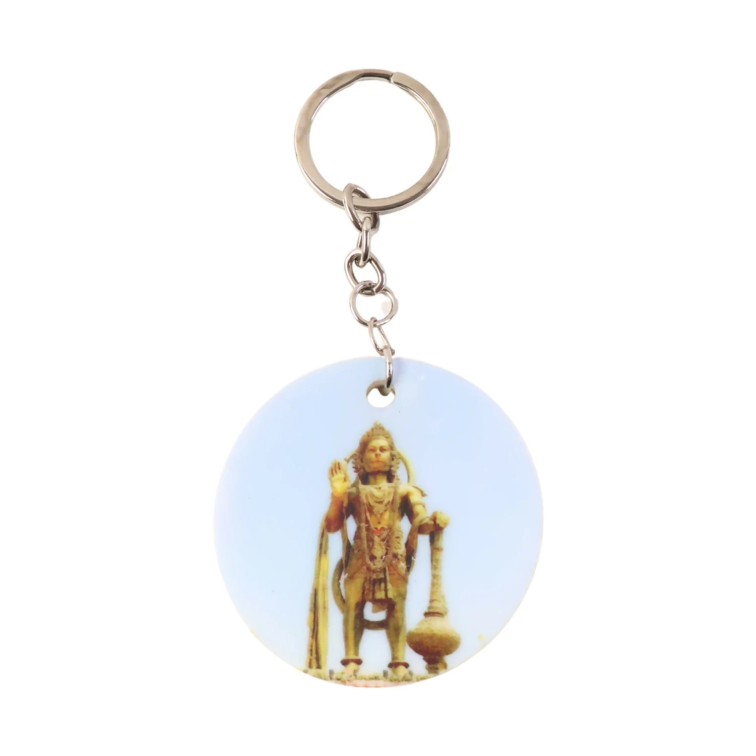 Hanuman Mandir Printed Round Keychain – Bright, Devotional & Lightweight Key Holder - Image 4