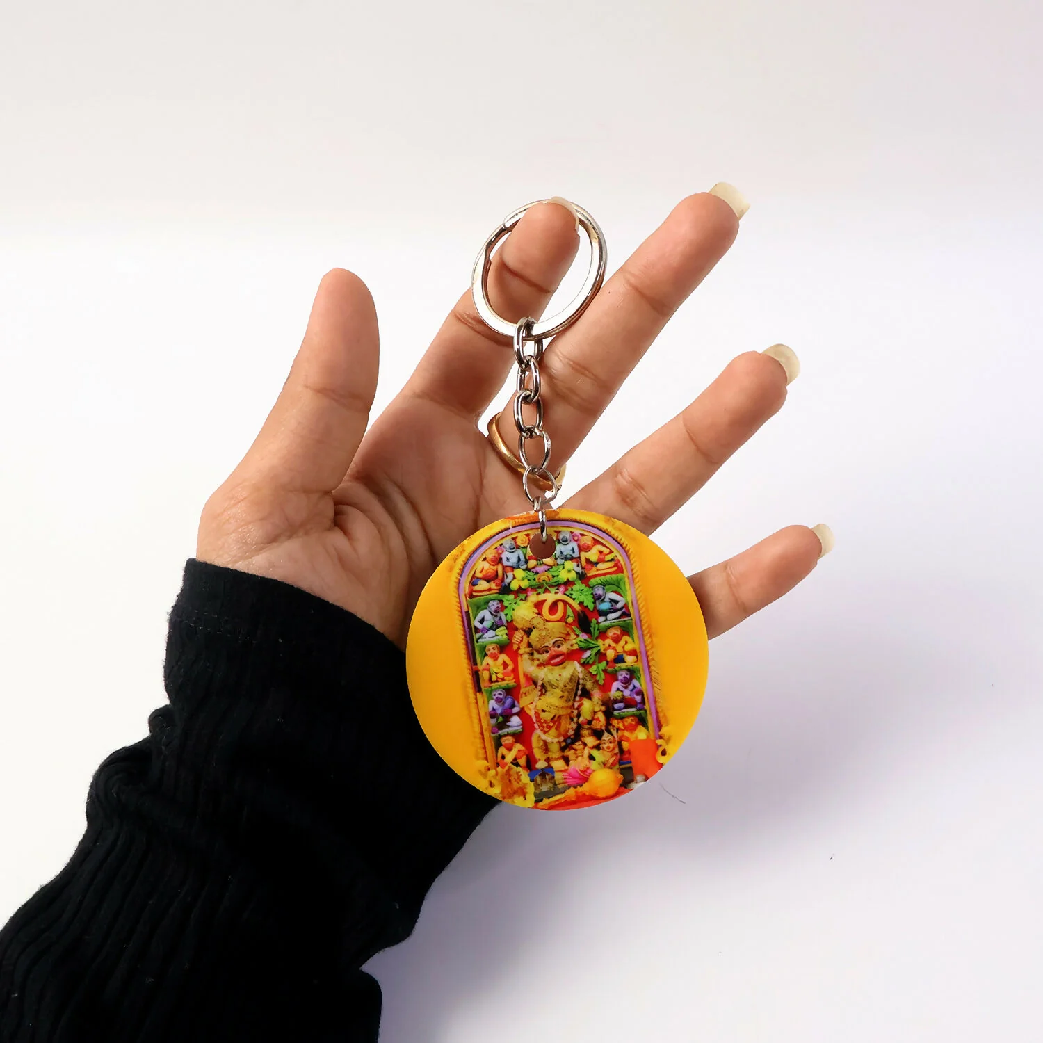 Hanuman Mandir Printed Round Keychain – Bright, Devotional & Lightweight Key Holder - Image 5