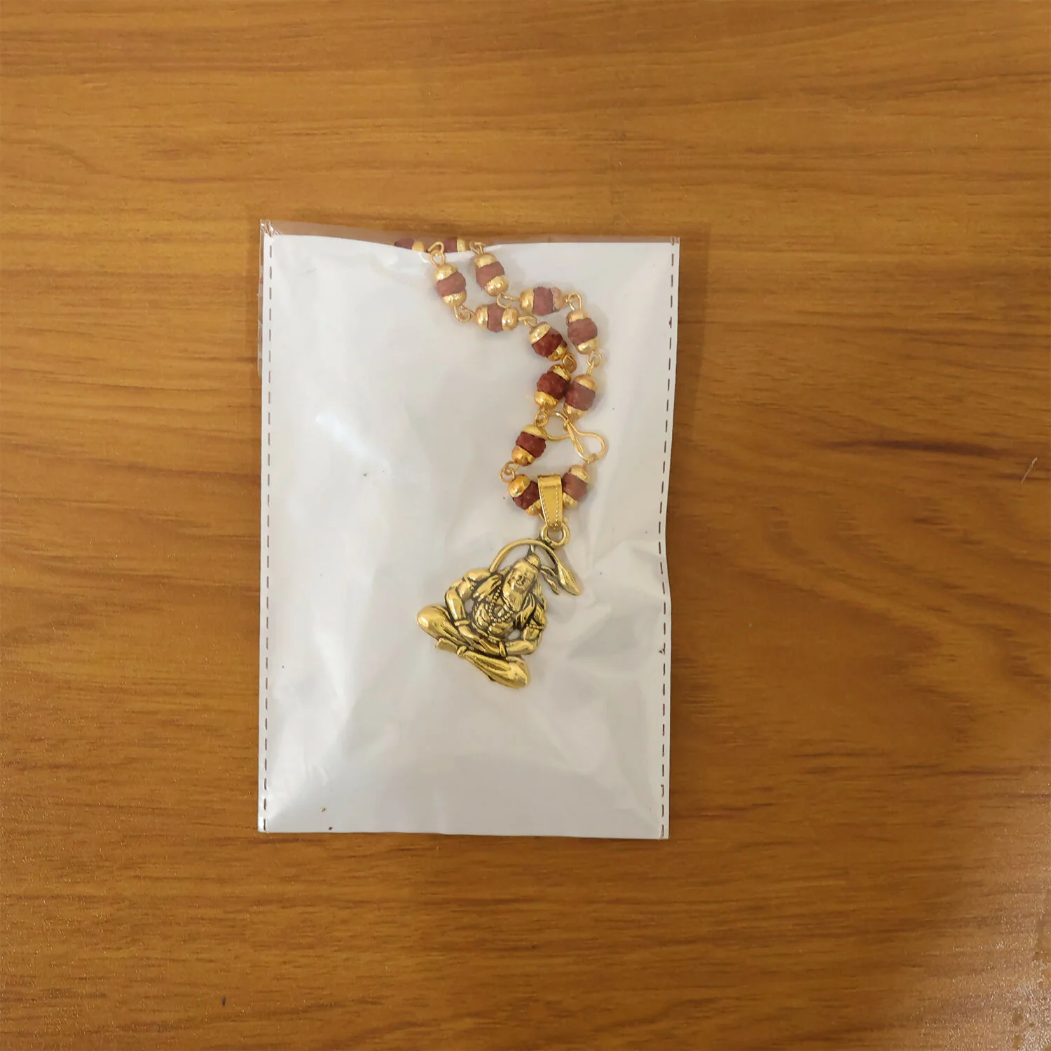 Hanuman Pendant Gold Plated & Rudraksha Bead Mala - Image 6