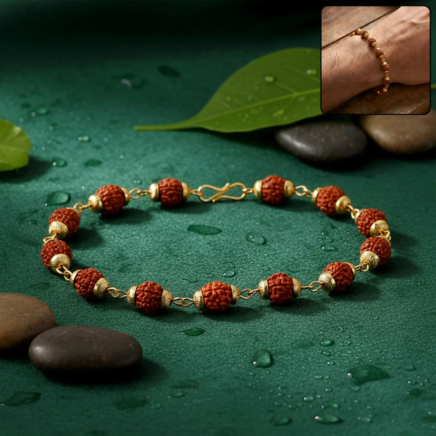 Hanuman Rudraksha Necklace Mala With Bracelet Combo - Image 3