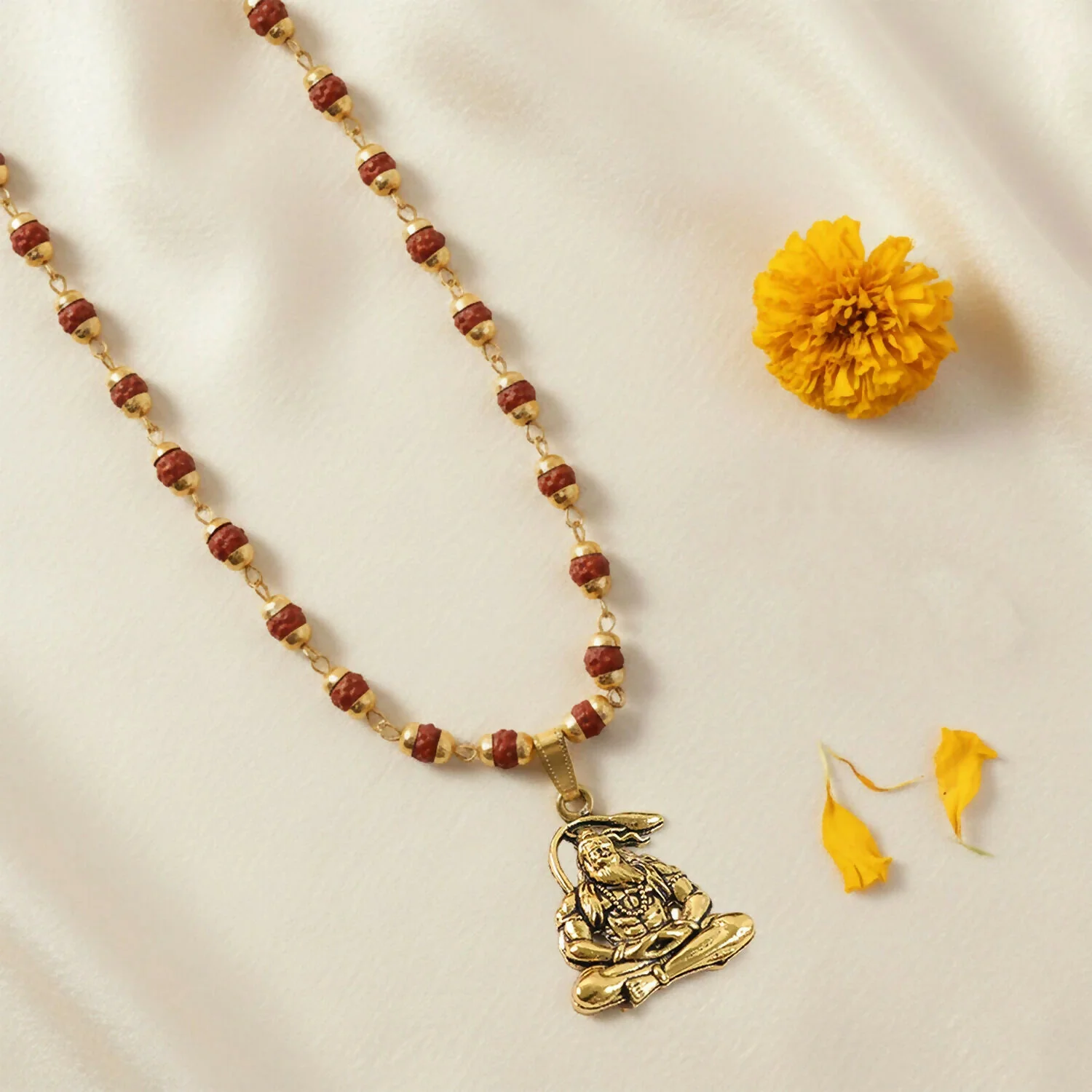 Hanuman Rudraksha Necklace Mala With Bracelet Combo - Image 4