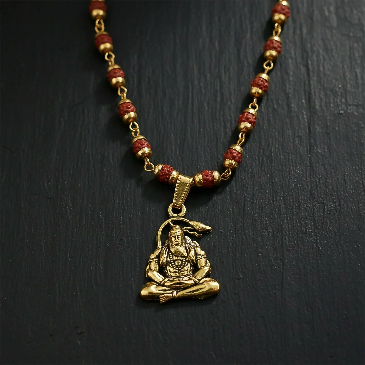 Hanuman Rudraksha Necklace Mala With Bracelet Combo - Image 5