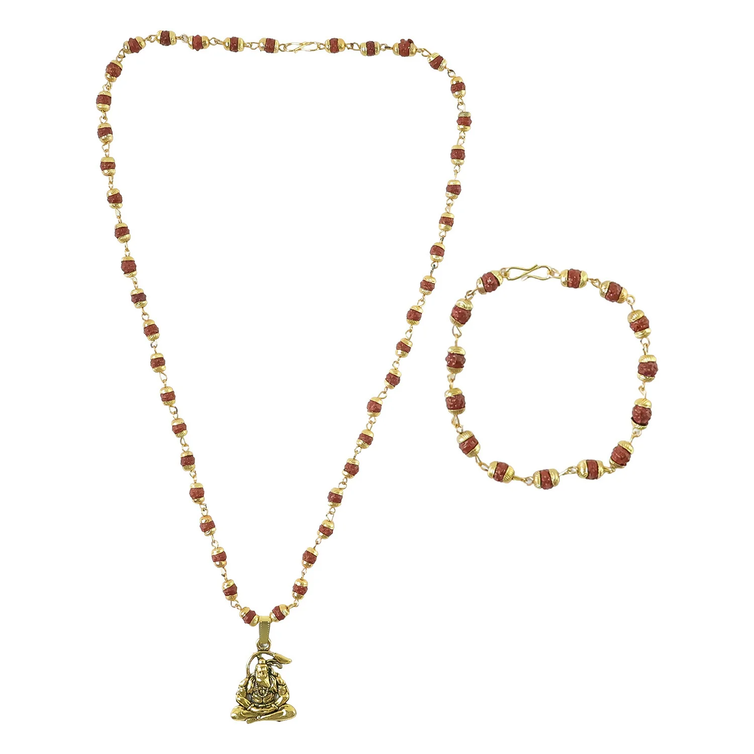Hanuman Rudraksha Necklace Mala With Bracelet Combo - Image 6