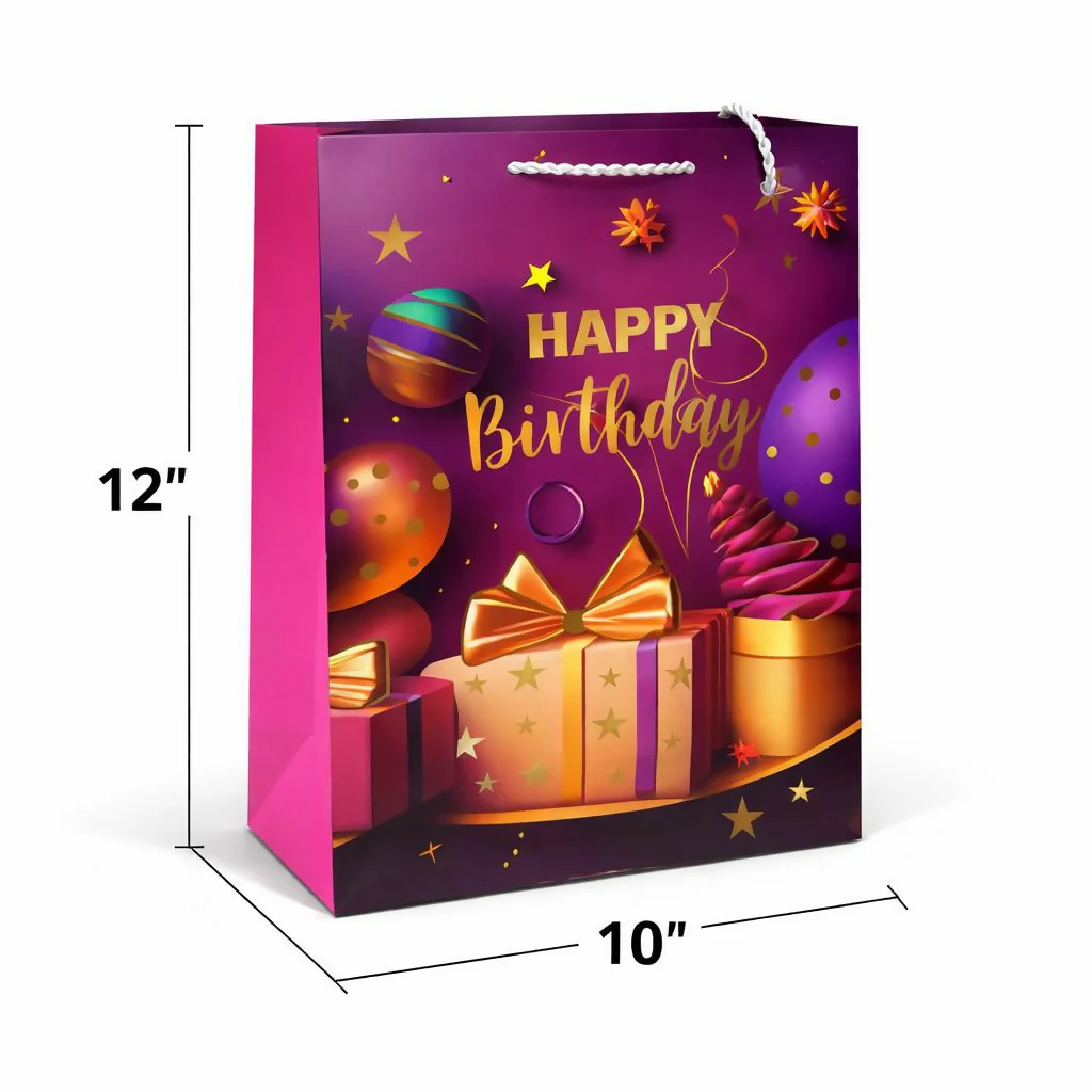 Happy Birthday Gift Bag with Handle Party Paper Carry Bag (1 PC) - Image 4