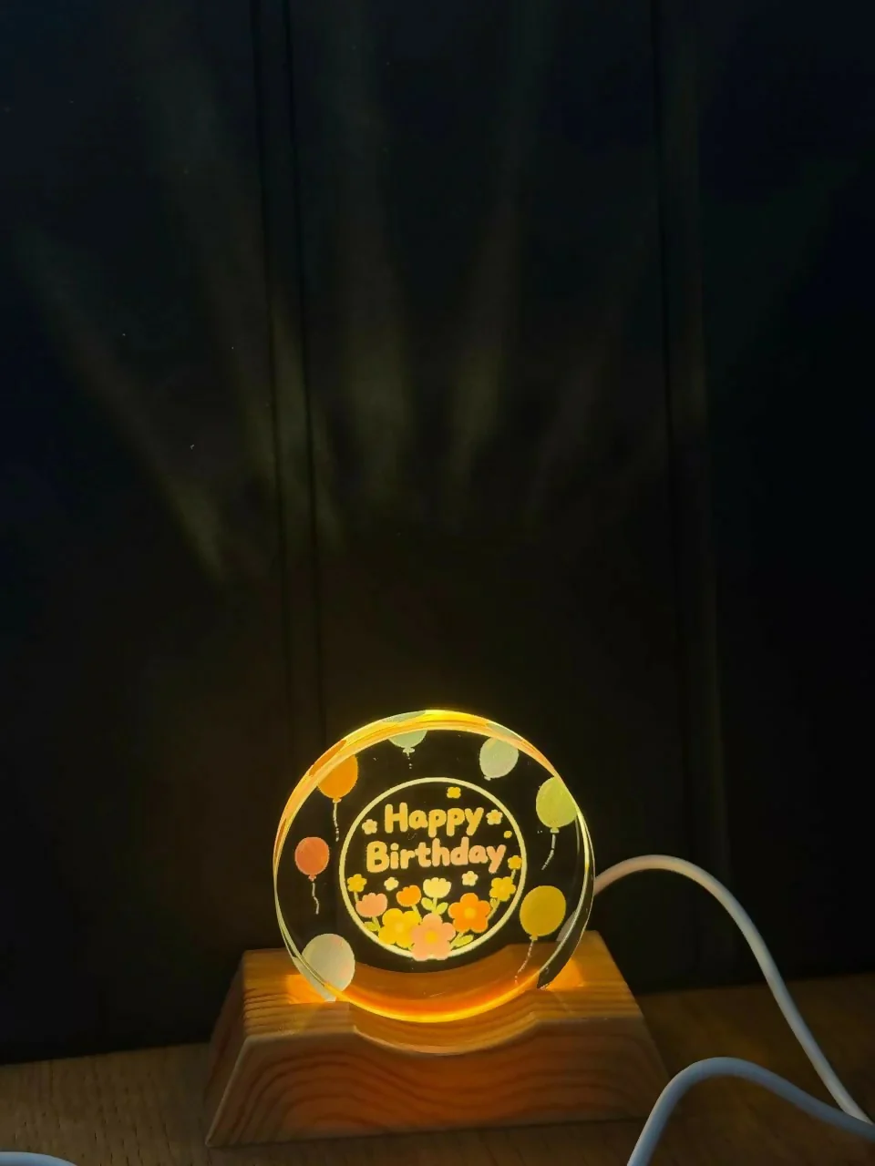 Happy Birthday LED Lamp Wooden Base Decorative Night Light - Image 13