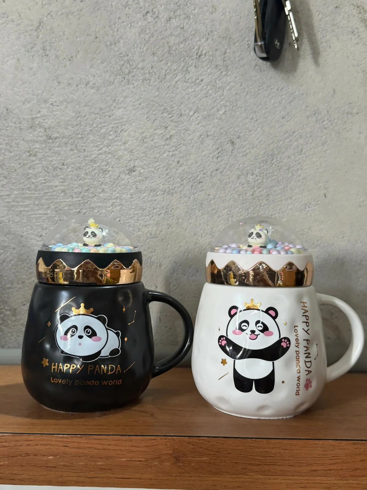 Happy Panda Ceramic Mug with Dome Lid & Golden Crown | Cute Gift for Kids & Girls - Image 6