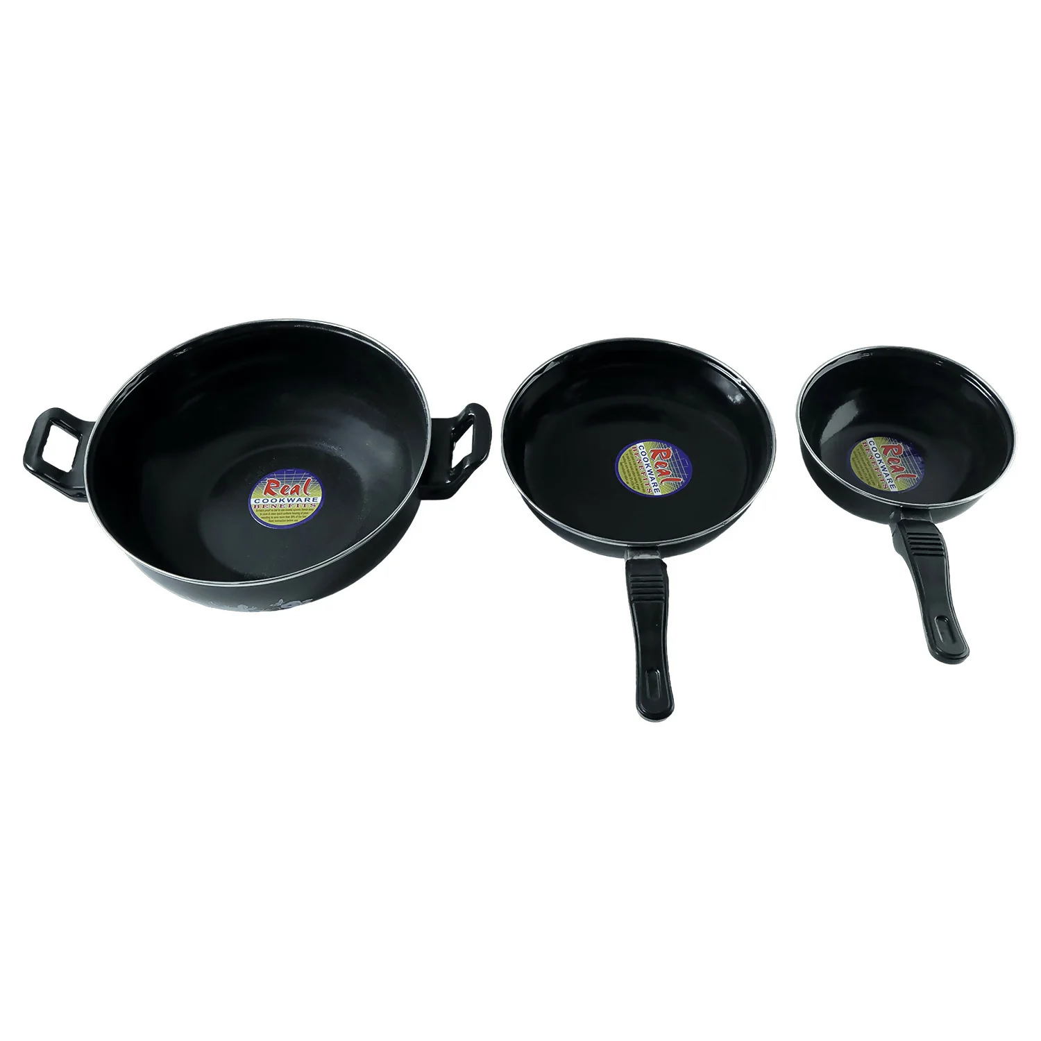 Hard Anodized Cookware Set Kadhai Fry Pan Tadka Pan Heavy Duty Kitchen Set (3 Pc) - Image 5