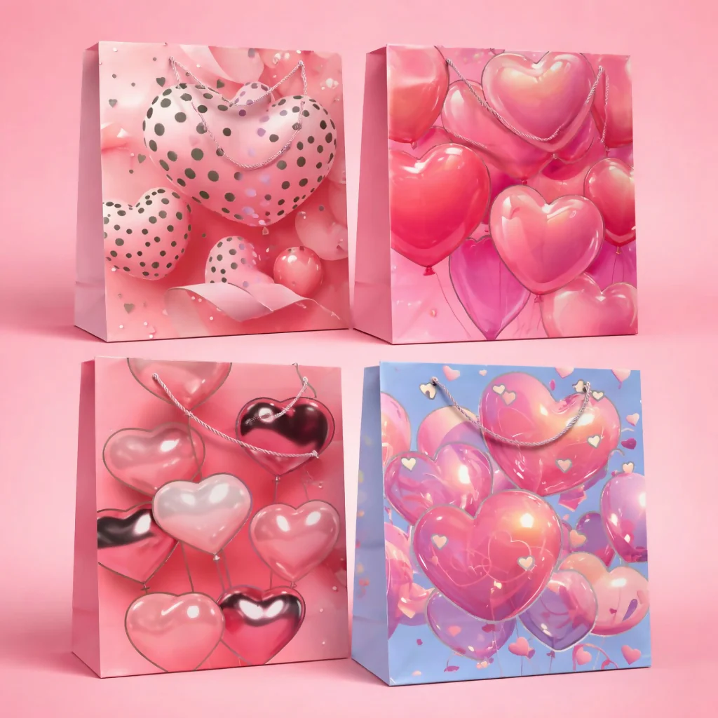 Heart Balloon Print Gift Paper Bag with Handle 1 Piece - Image 3