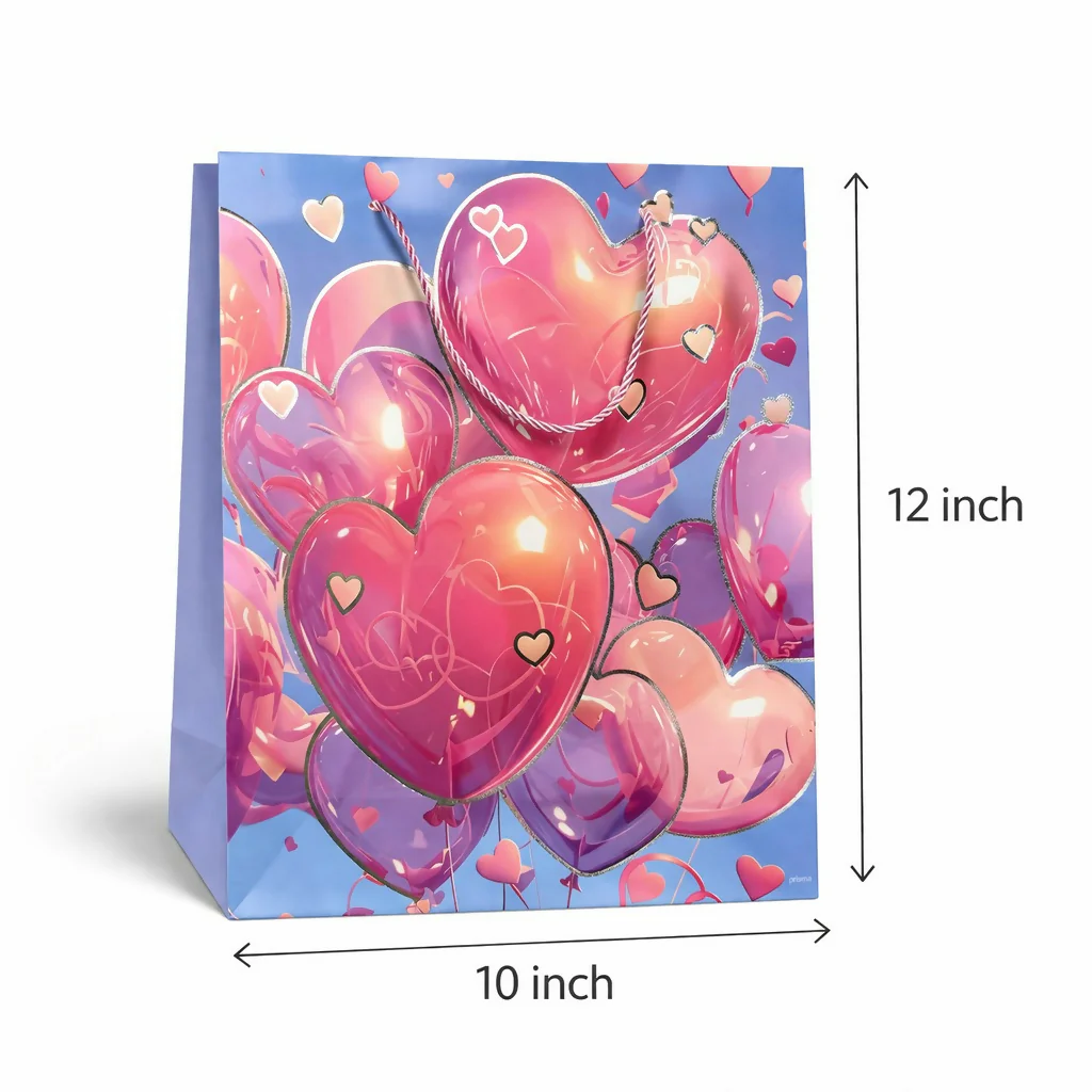 Heart Balloon Print Gift Paper Bag with Handle 1 Piece - Image 4