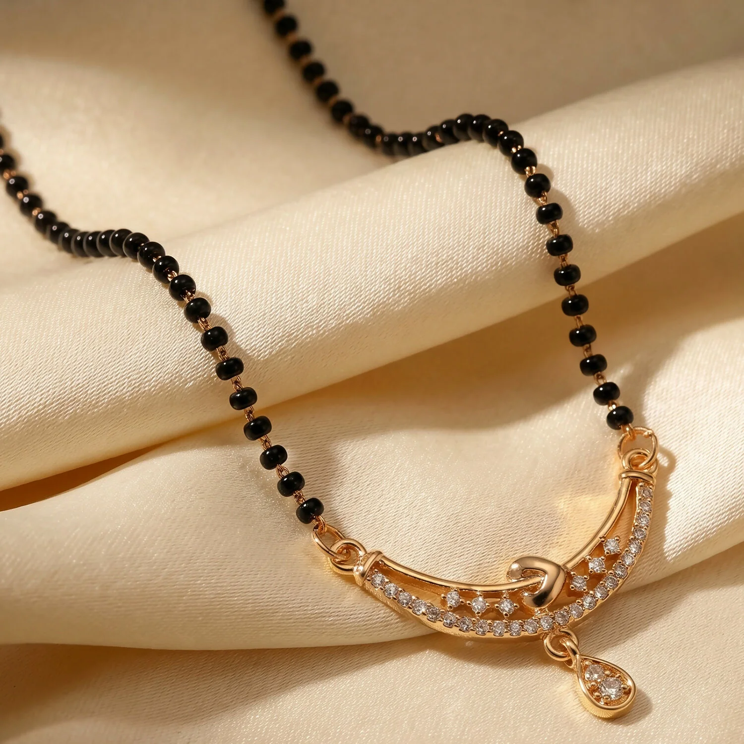 Heart Charm Mangalsutra Necklace with Teardrop Pendant 1 Pc - Image 5