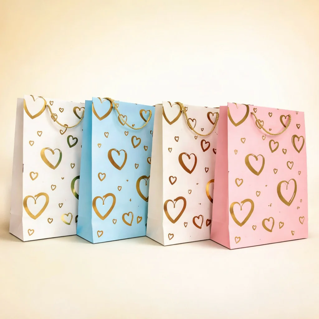 Heart Design Gift Paper Bag with Handle 1 Piece - Image 3