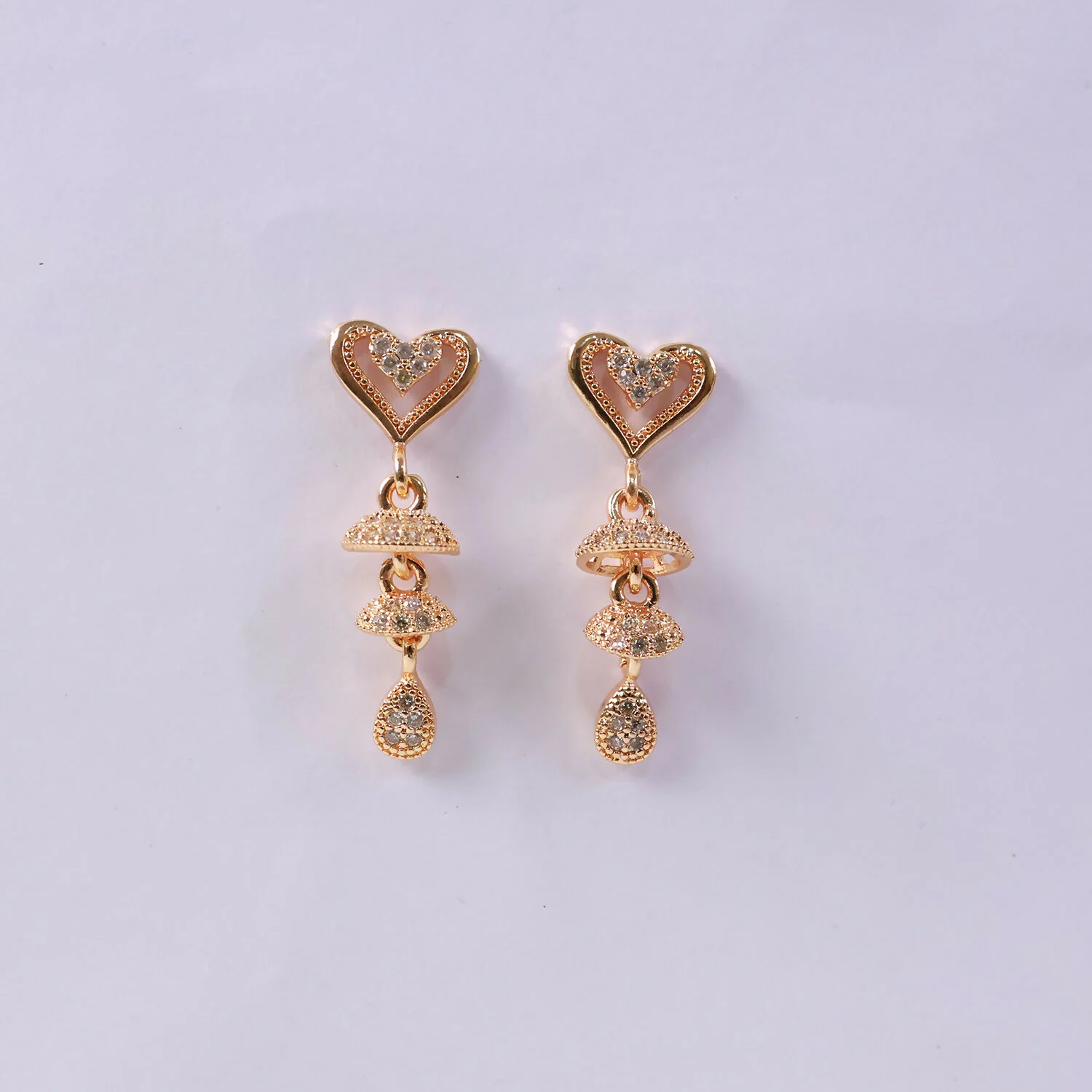 Elegant Clover Flower Design Stud Earrings for Women – Gold Tone Sparkling Floral Earrings - Image 5