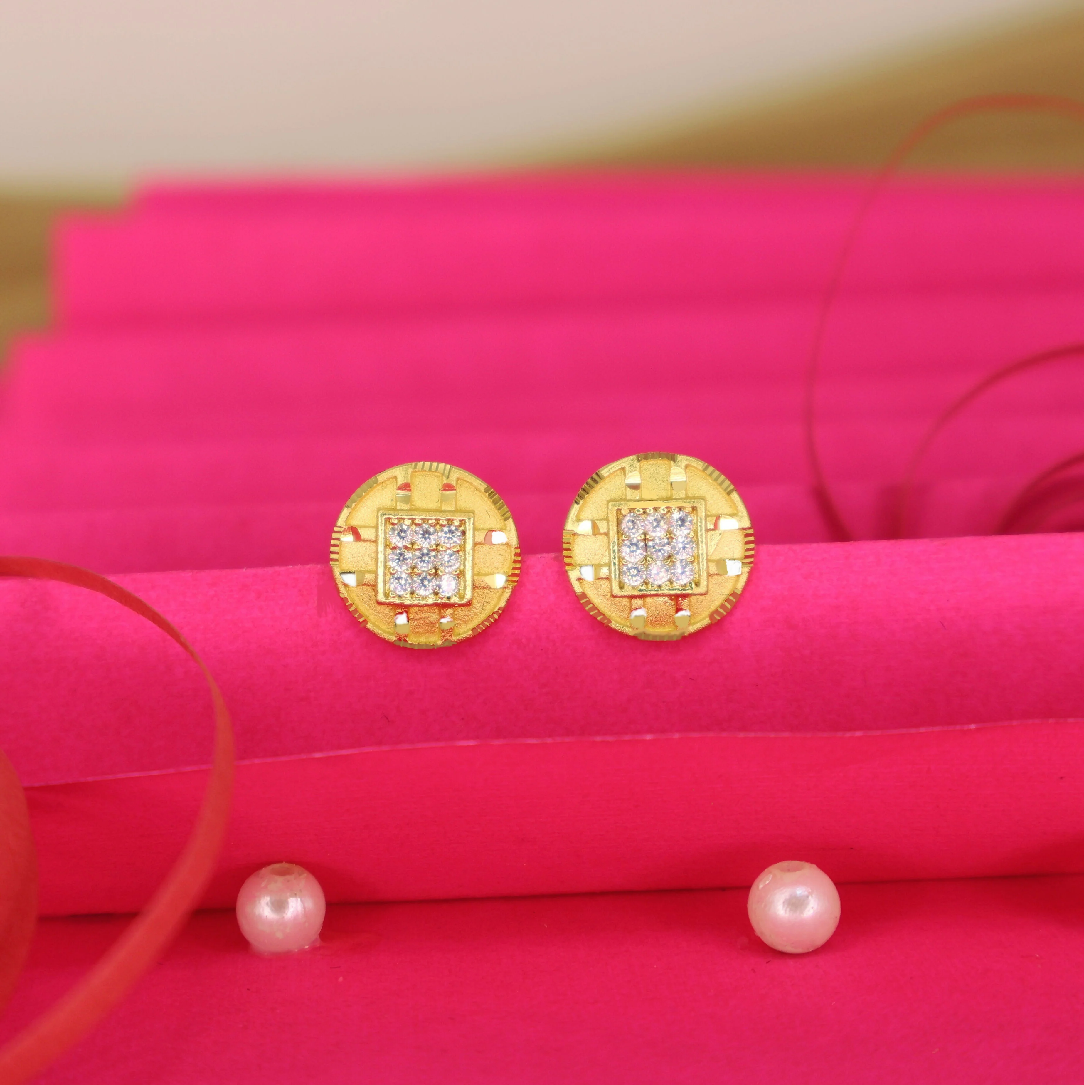 Heart Filigree Gold-Plated Stud Earrings with AD for women and girls - Image 2