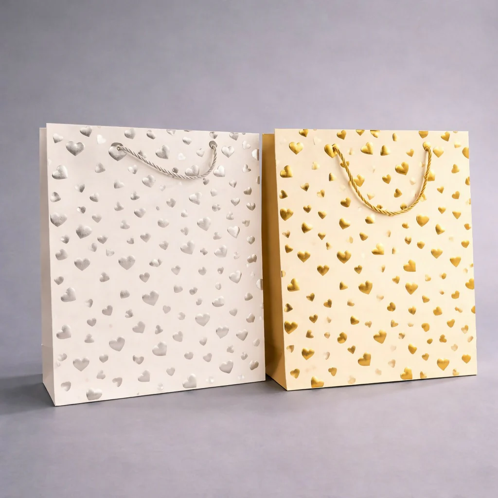 Heart Print Gift Bag with Handle Romantic Paper Carry Bag (1 PC) - Image 2