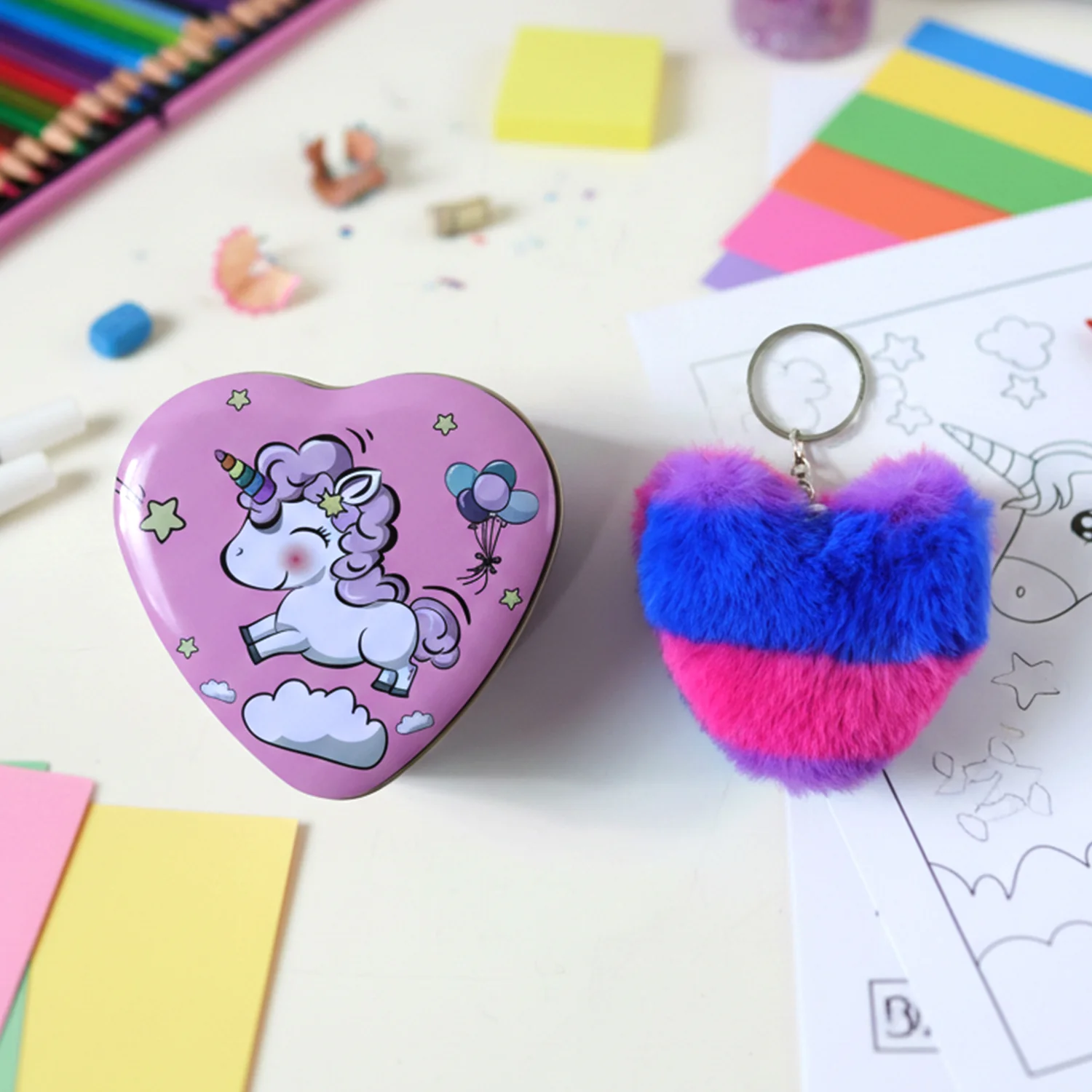 Heart Shape Gift Box & Plush Keychain (2 Pc) - Image 4