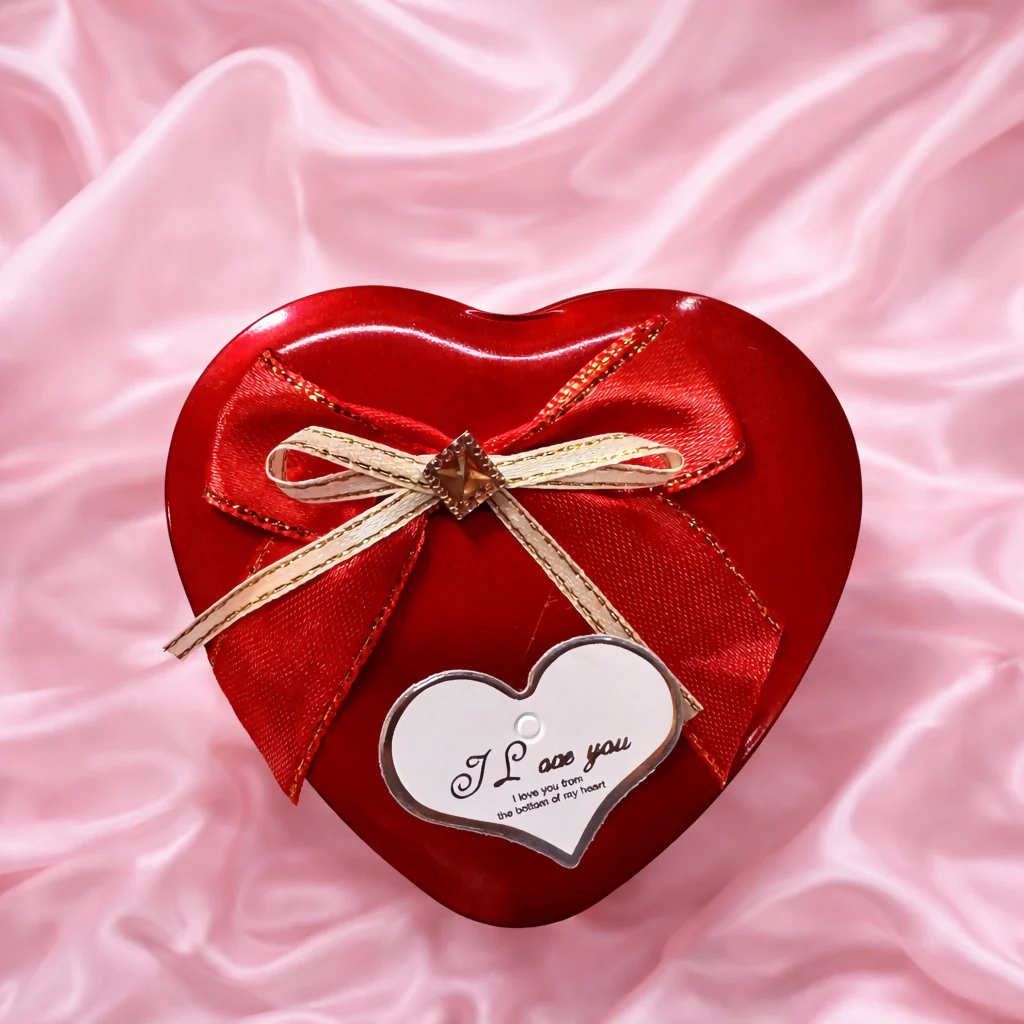 Heart Shape Gift Box with Artificial Roses & Butterfly Pendant Necklace for Gifting (DESIGN MAY VARY OF THE NECKLACE) - Image 3