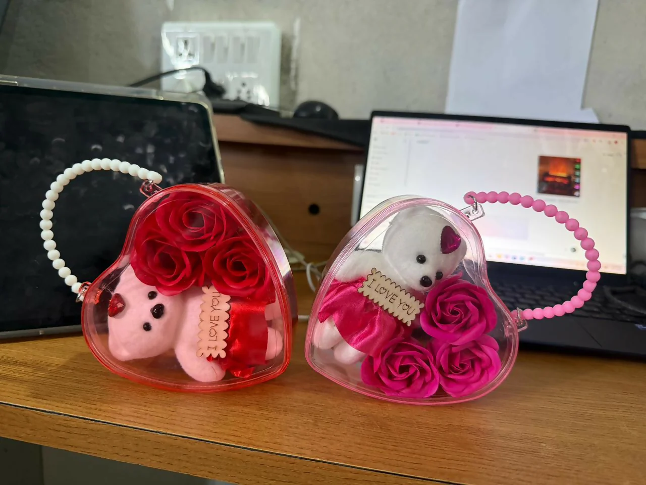 Heart Shape Gift Box with Teddy and Roses Romantic Gift Set - Image 5