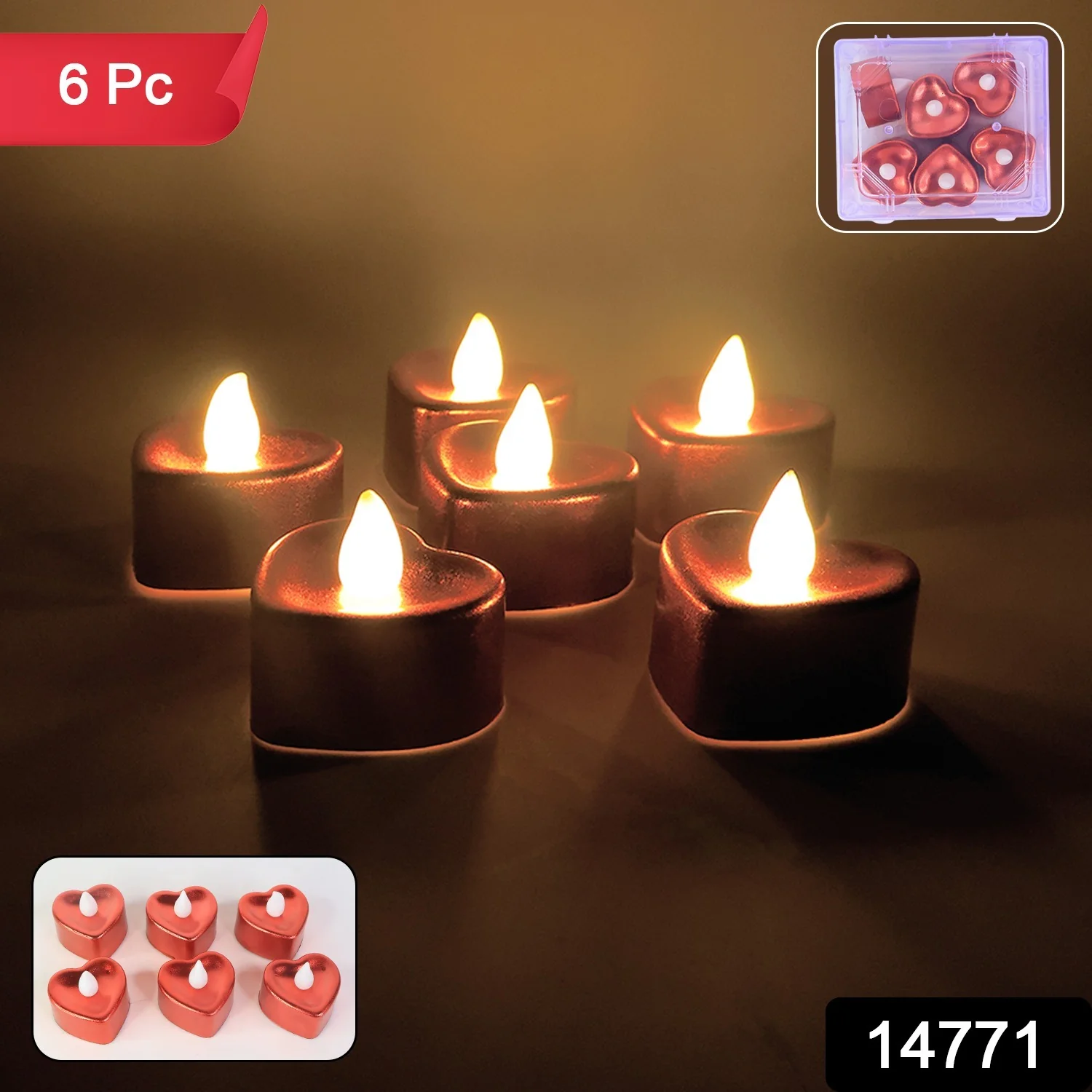 Heart Shape LED Flameless Decorative Candles (6 Pc / Set) - Image 2