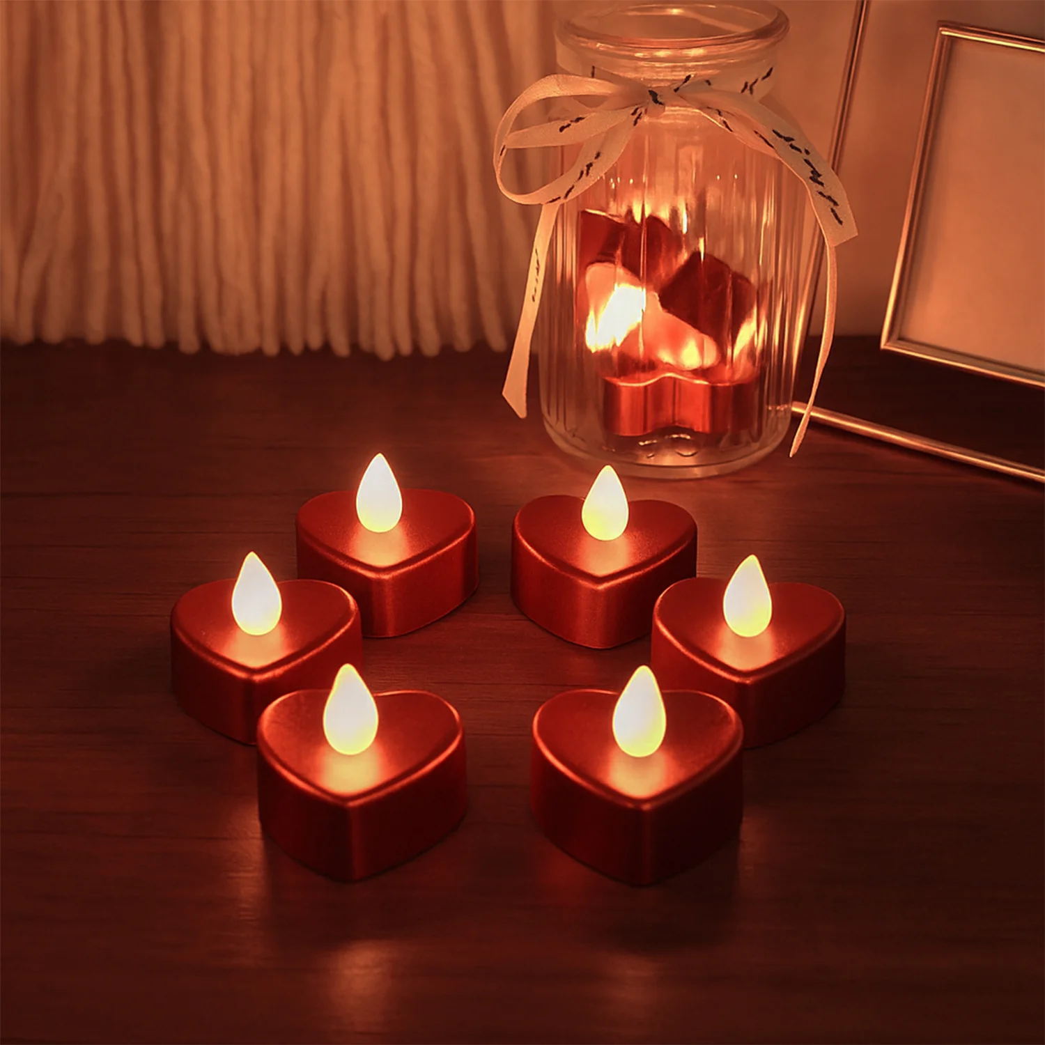 Heart Shape LED Flameless Decorative Candles (6 Pc / Set) - Image 4