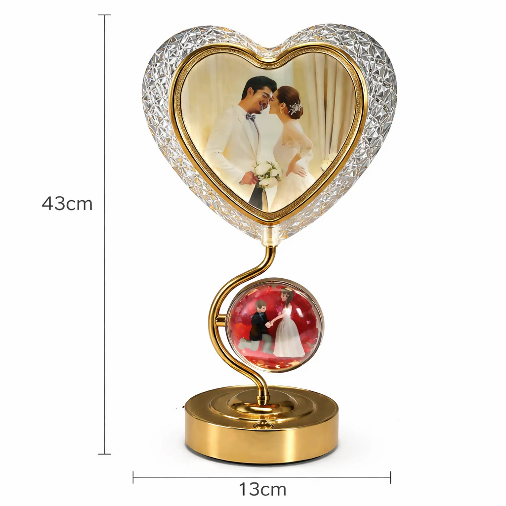 Heart Shape LED Photo Frame Lamp with Dual Display Table Light - Image 4