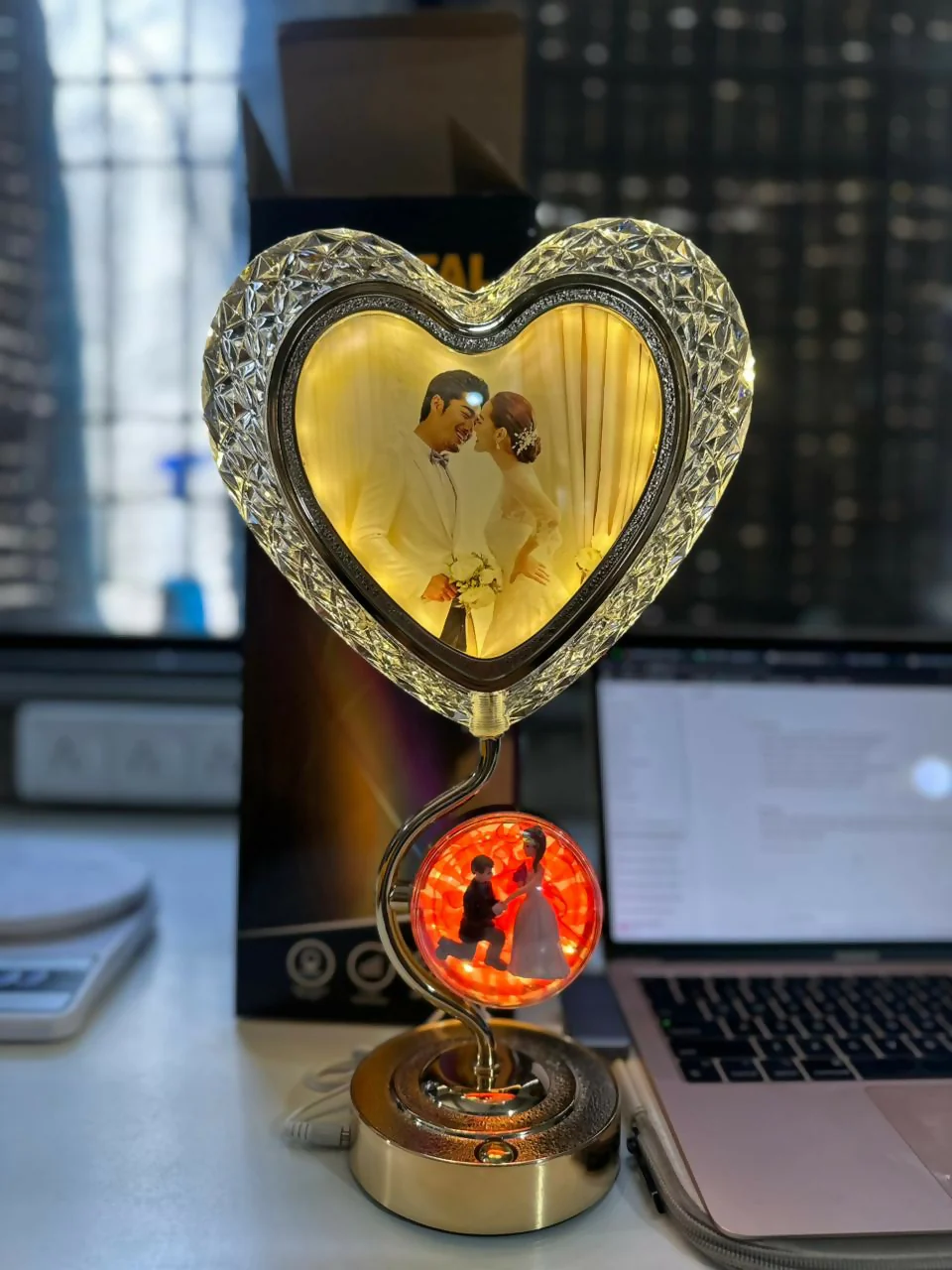 Heart Shape LED Photo Frame Lamp with Dual Display Table Light - Image 6