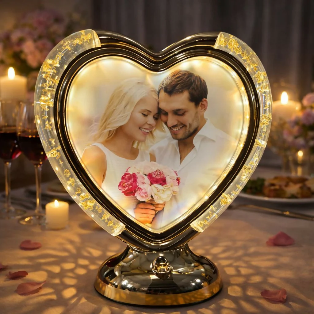 Heart Shape LED Photo Frame Lamp with Warm Light for Home Décor & Gifts