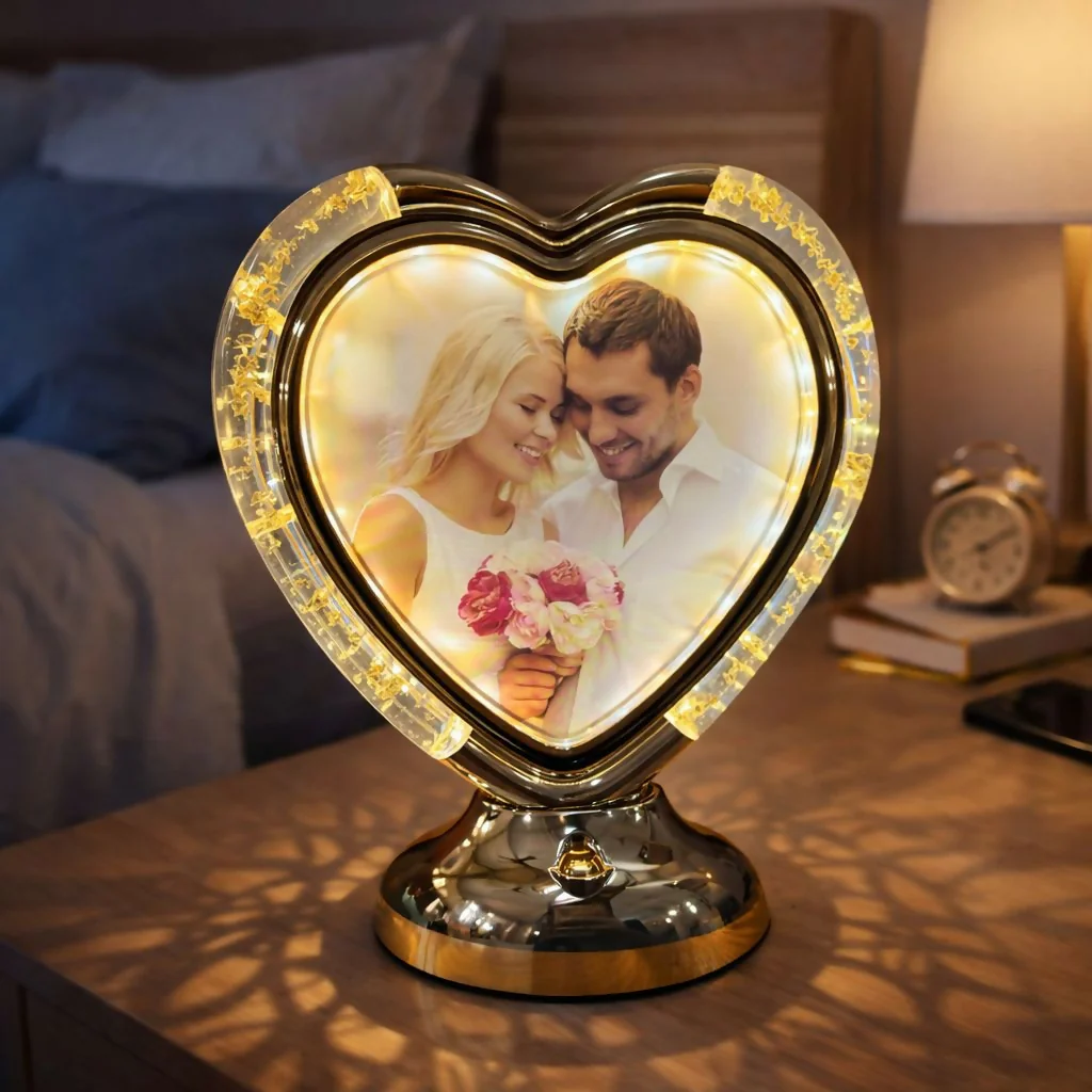 Heart Shape LED Photo Frame Lamp with Warm Light for Home Décor & Gifts - Image 2