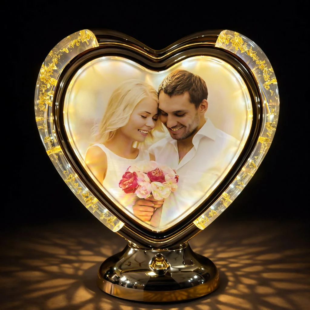 Heart Shape LED Photo Frame Lamp with Warm Light for Home Décor & Gifts - Image 3