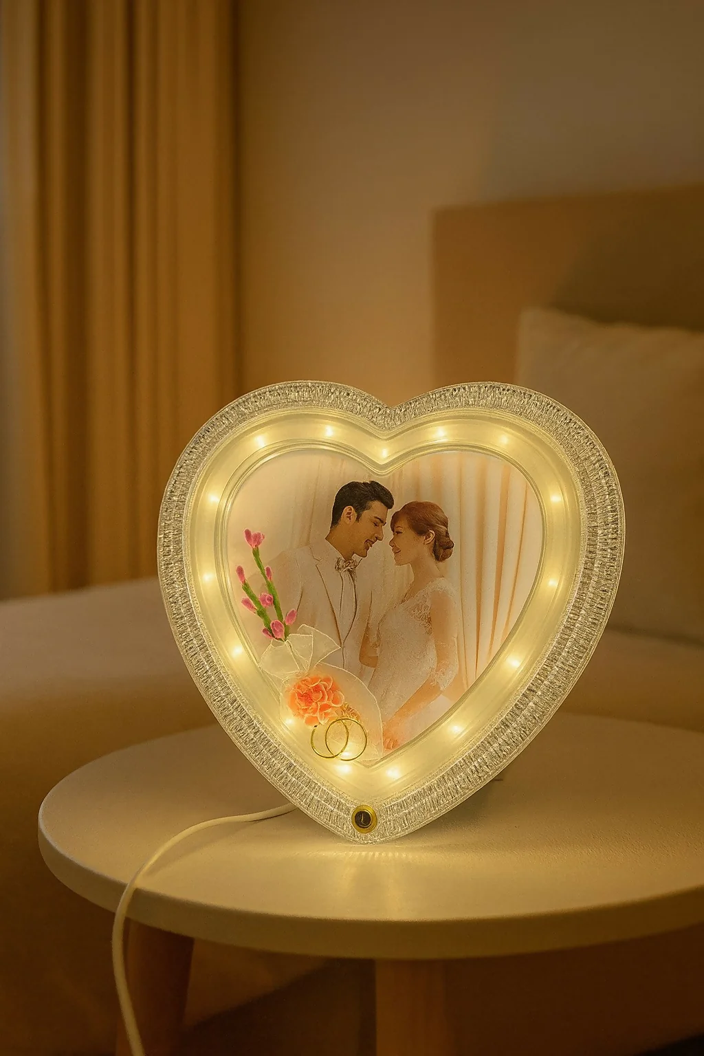 Heart Shape LED Wedding Photo Frame Lamp with Customized Picture - Image 3