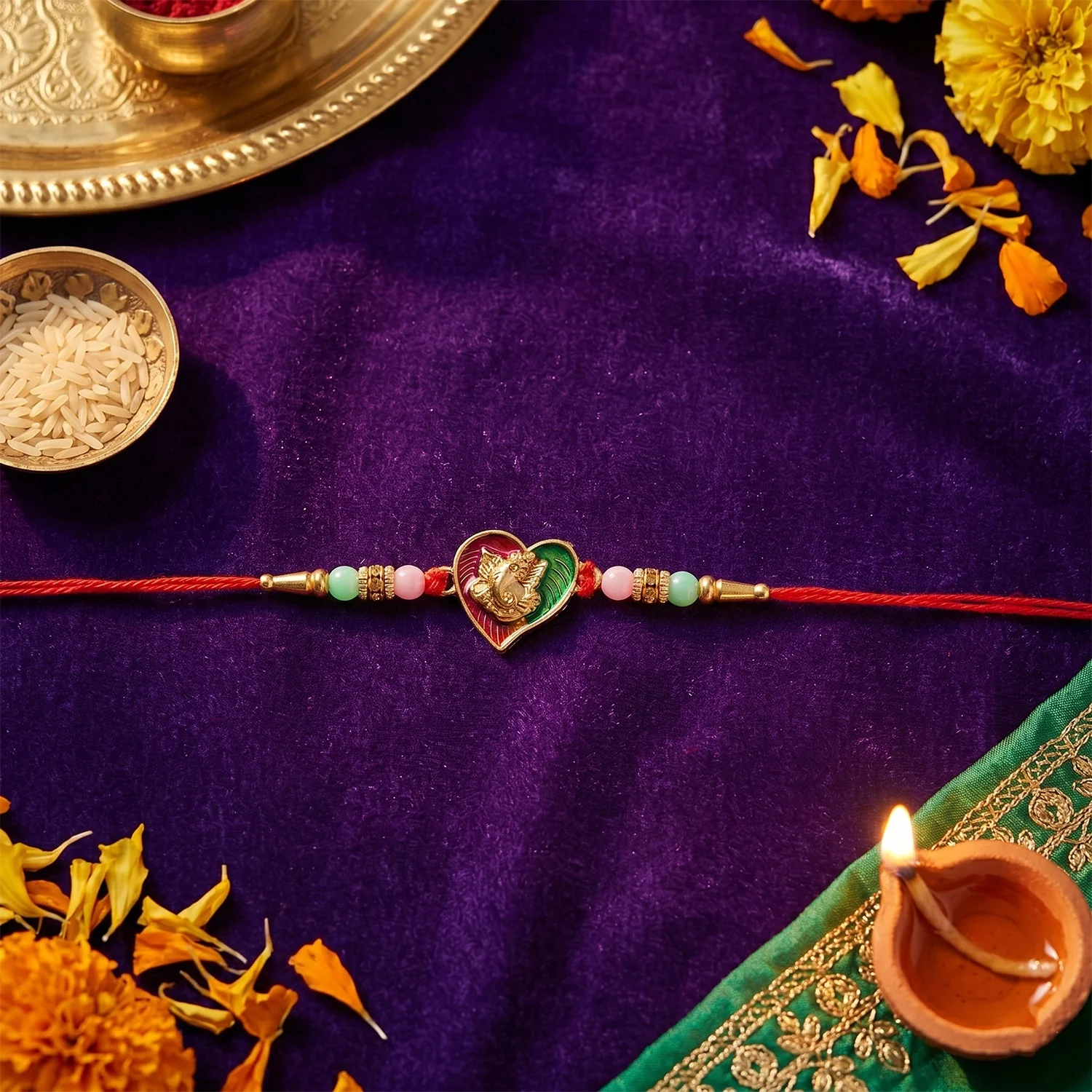 Heart Shape Lord Ganesha Designer Rakhi - Image 3