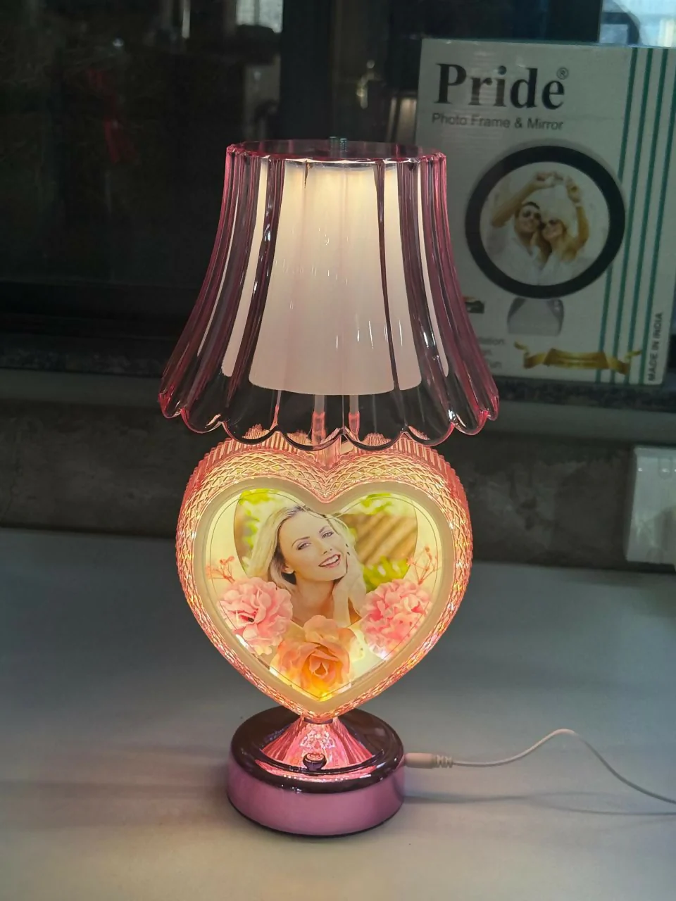 Heart Shape Photo Table Lamp with Shade for Bedroom & Gift Decor - Image 5