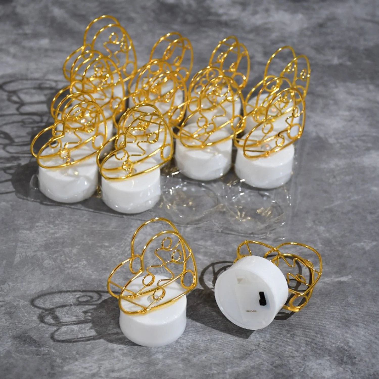 Set of 12 Multicolor Flameless Heart Candles for Decoration, Diwali - Image 7