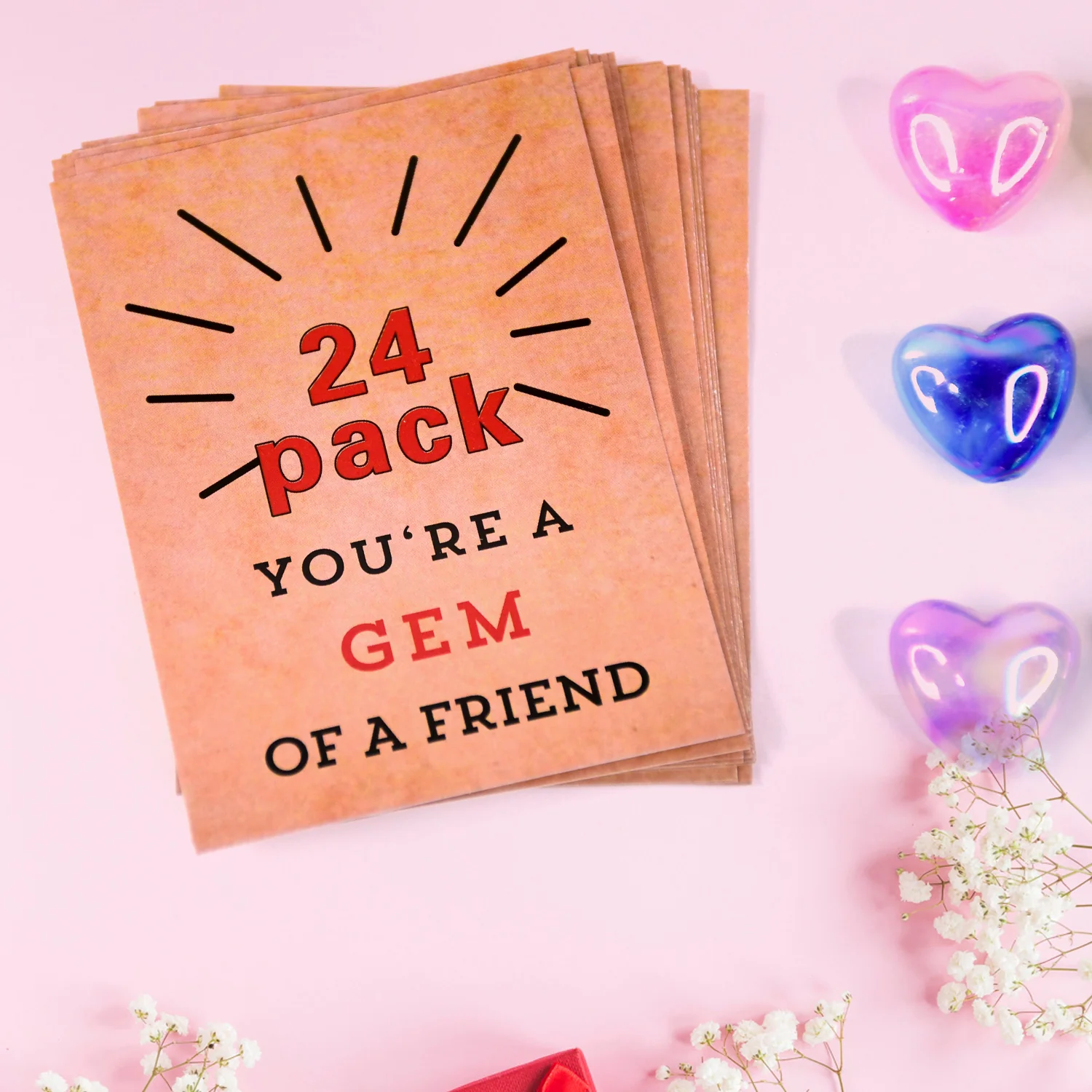 Heart-Shaped Crystal Gem Valentines with Gift Cards (24 Pc) - Image 5