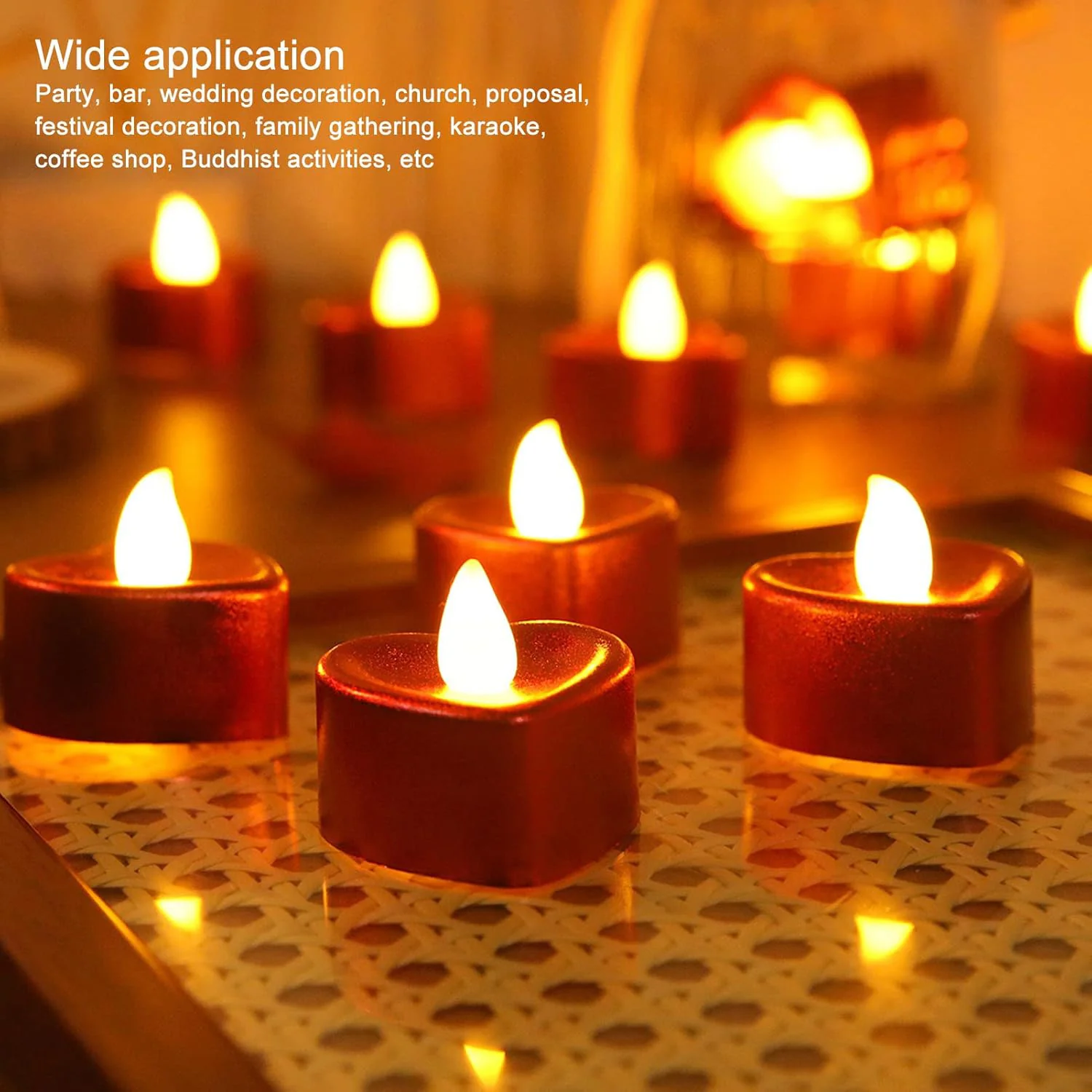 Heart Shaped LED Tea Light Candles (Mix Color / 12 Pc) - Image 6