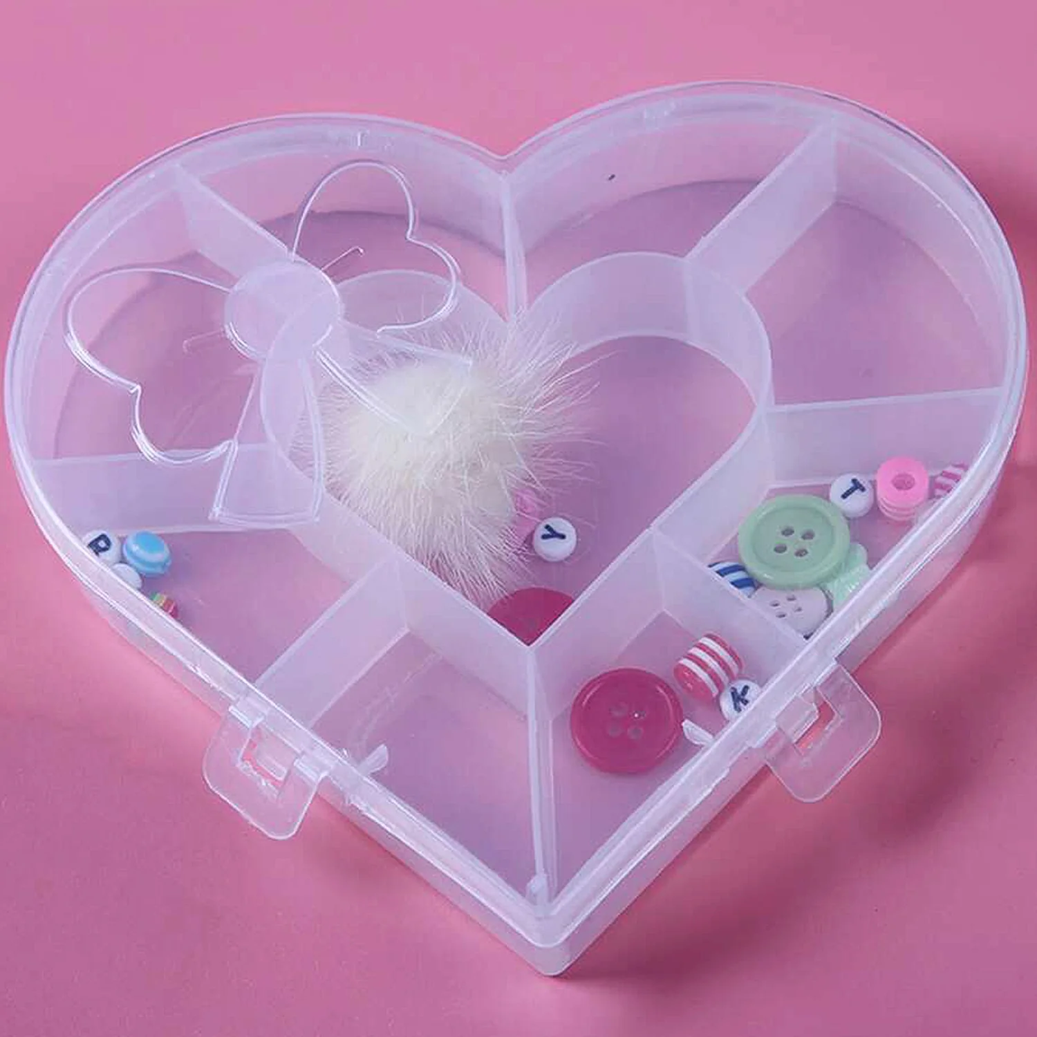 Heart-Shaped Plastic Bead Storage Organizer Box (1 Pc) - Image 4
