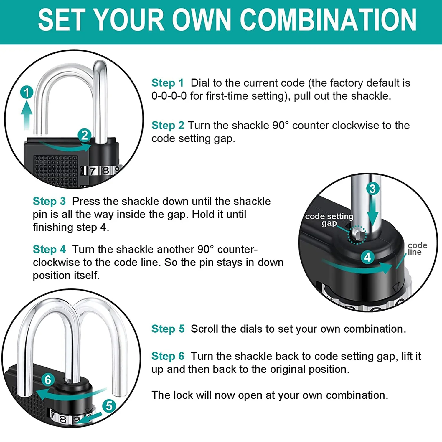 Heavy-Duty 4-Digit Resettable Combination Padlock (1 Pc) - Image 7