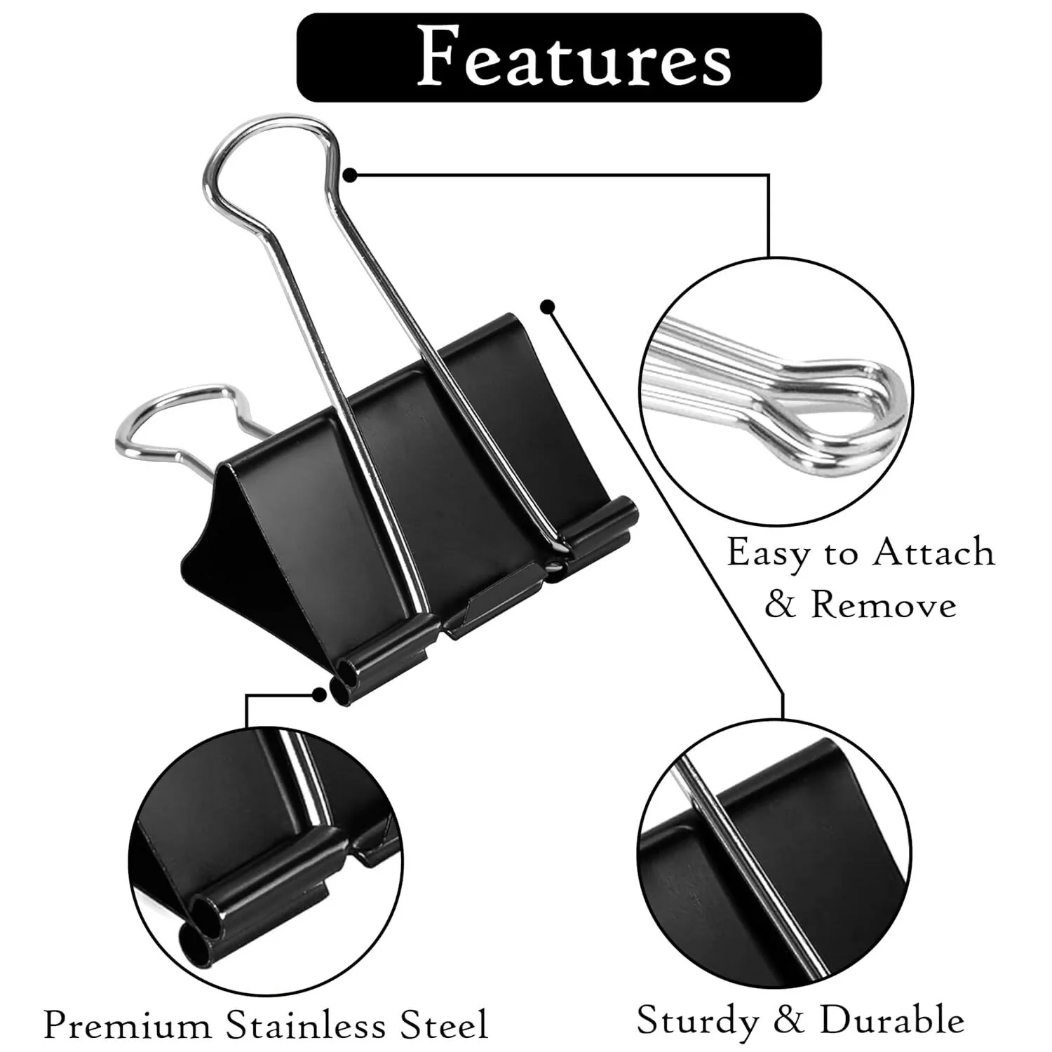 Heavy Duty Binder Clips Set with Strong Spring Grip for Office & School Use (41 mm, 12 Pieces) - Image 5