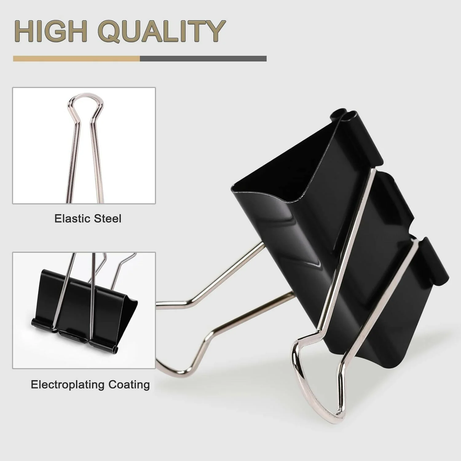 Heavy Duty Binder Clips Set with Strong Spring Grip for Office & School Use (51 mm, 12 Pieces) - Image 3