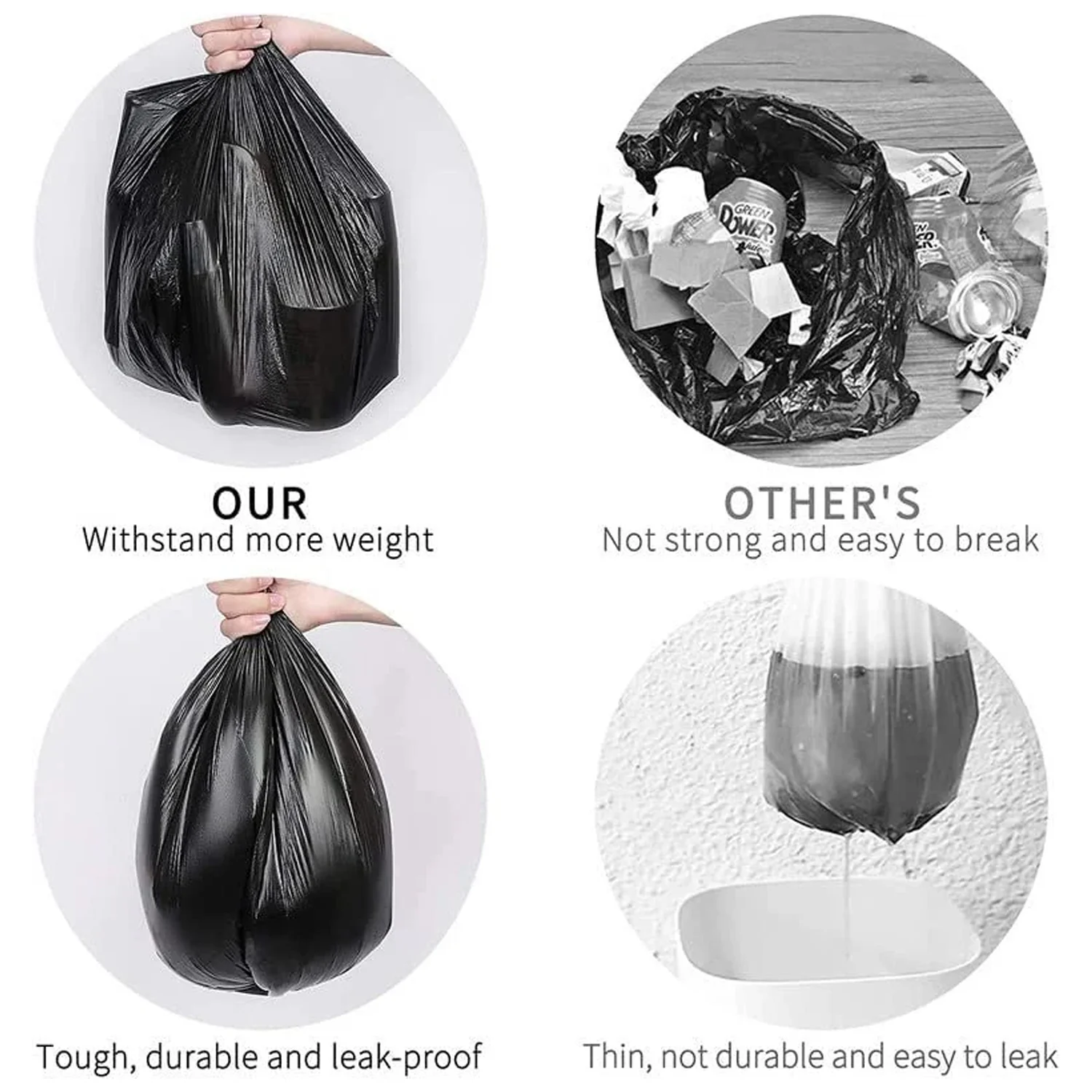 Heavy-Duty Black Garbage Bag Roll for Home & Commercial Waste Disposal (1 Roll) - Image 3