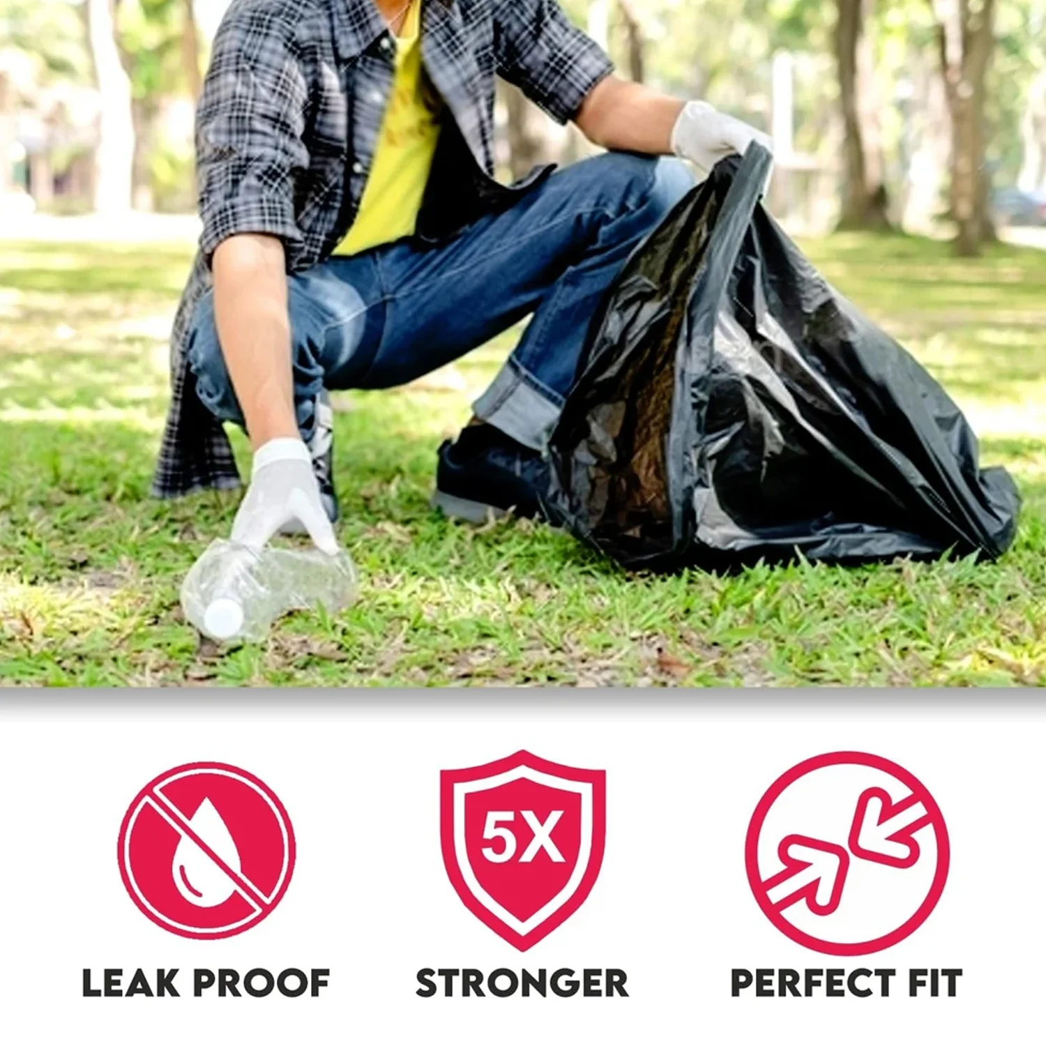 Heavy-Duty Black Garbage Bag Roll for Home & Commercial Waste Disposal (1 Roll) - Image 6