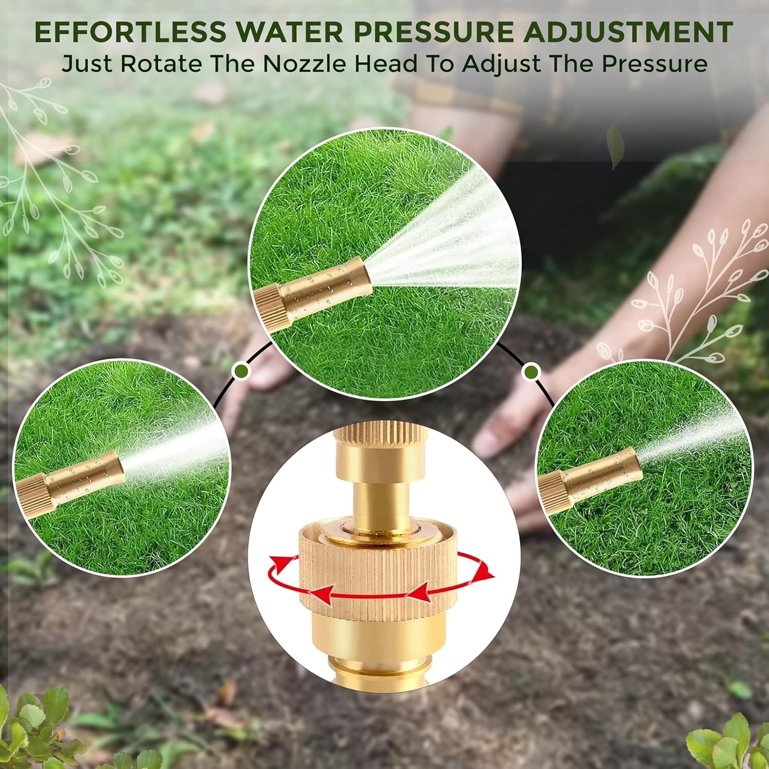 Heavy Duty Brass Garden Hose Spray Nozzle (1 Set) - Image 4
