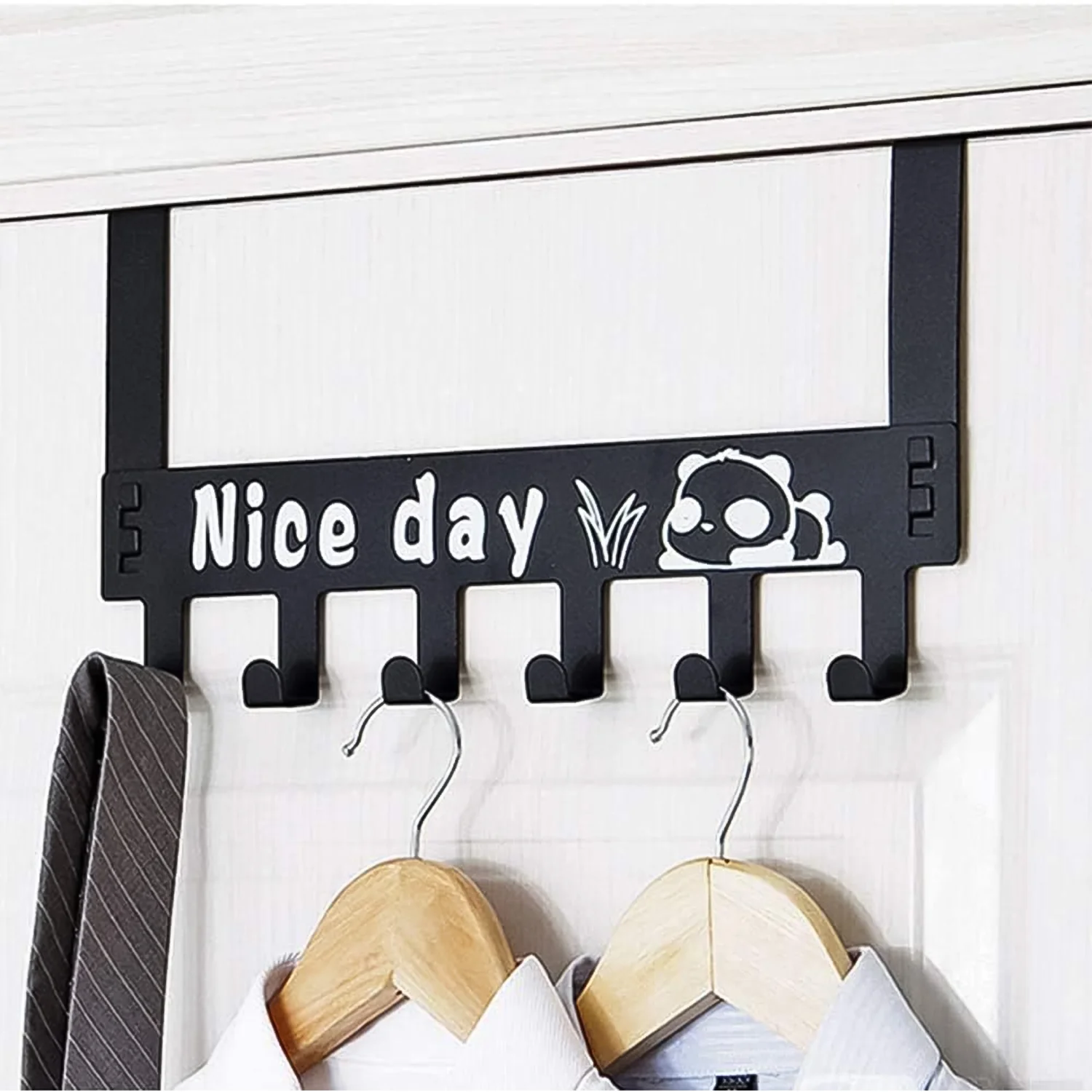 Heavy-Duty Carbon Steel Door Hook Hanger Rack (1 pc / 6 Hook / Black) - Image 5