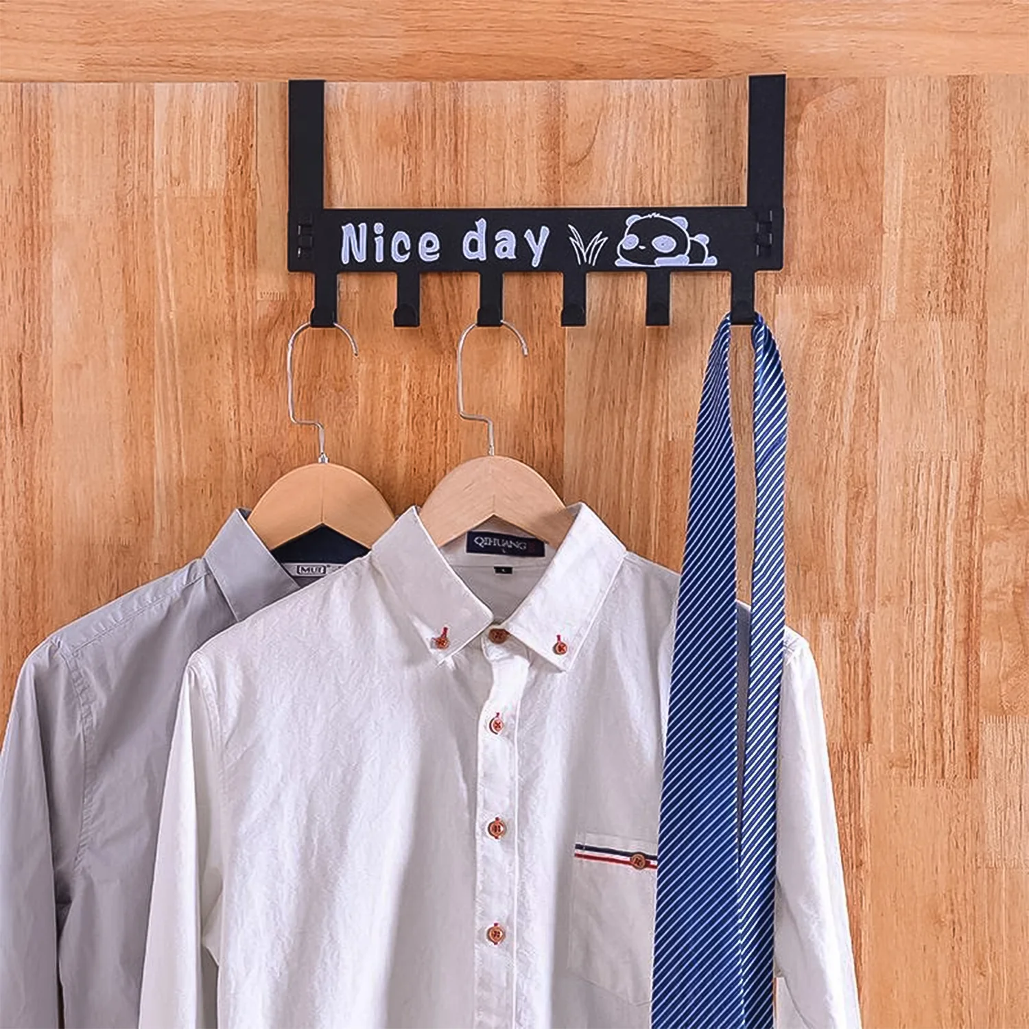 Heavy-Duty Carbon Steel Door Hook Hanger Rack (2 pc / 6 Hook / Black) - Image 3